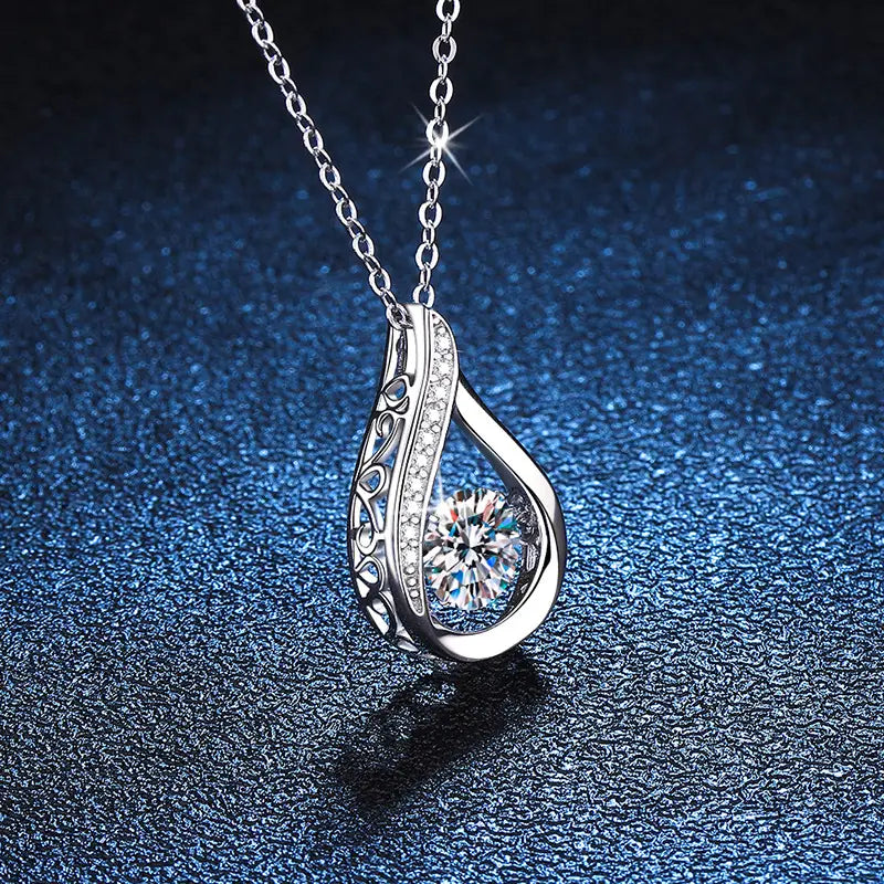 Sterling Silver Water Drop Moissanite Necklace