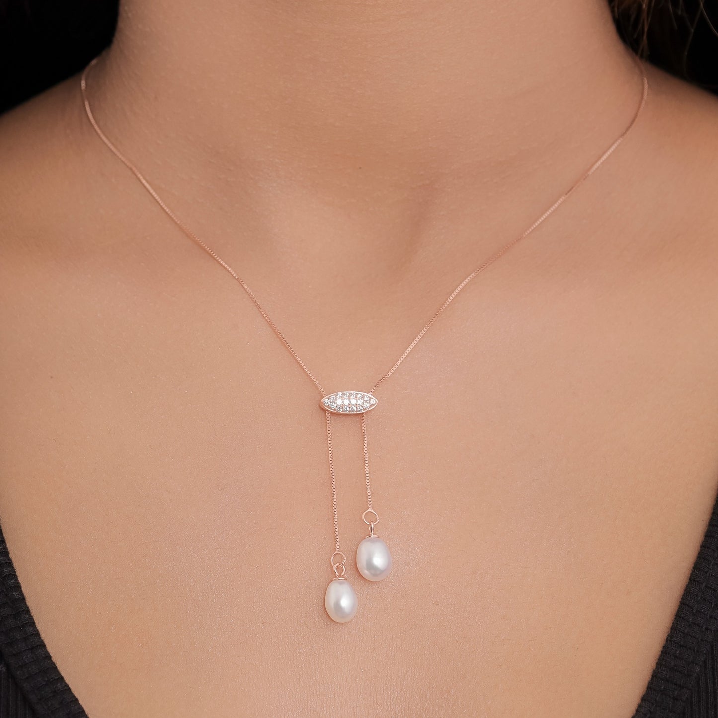 Adjustable Pearl Serenity Oval Pendant