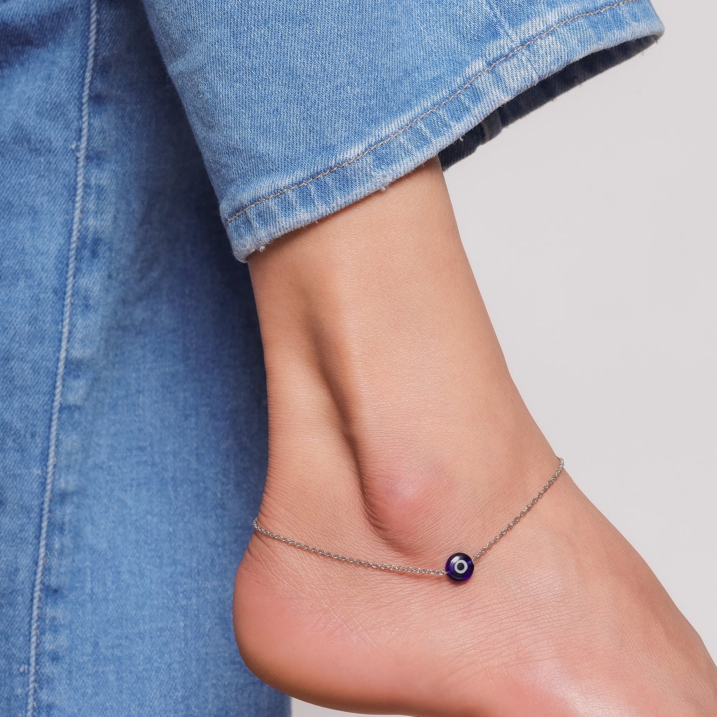 Evil eye motif minimal anklet