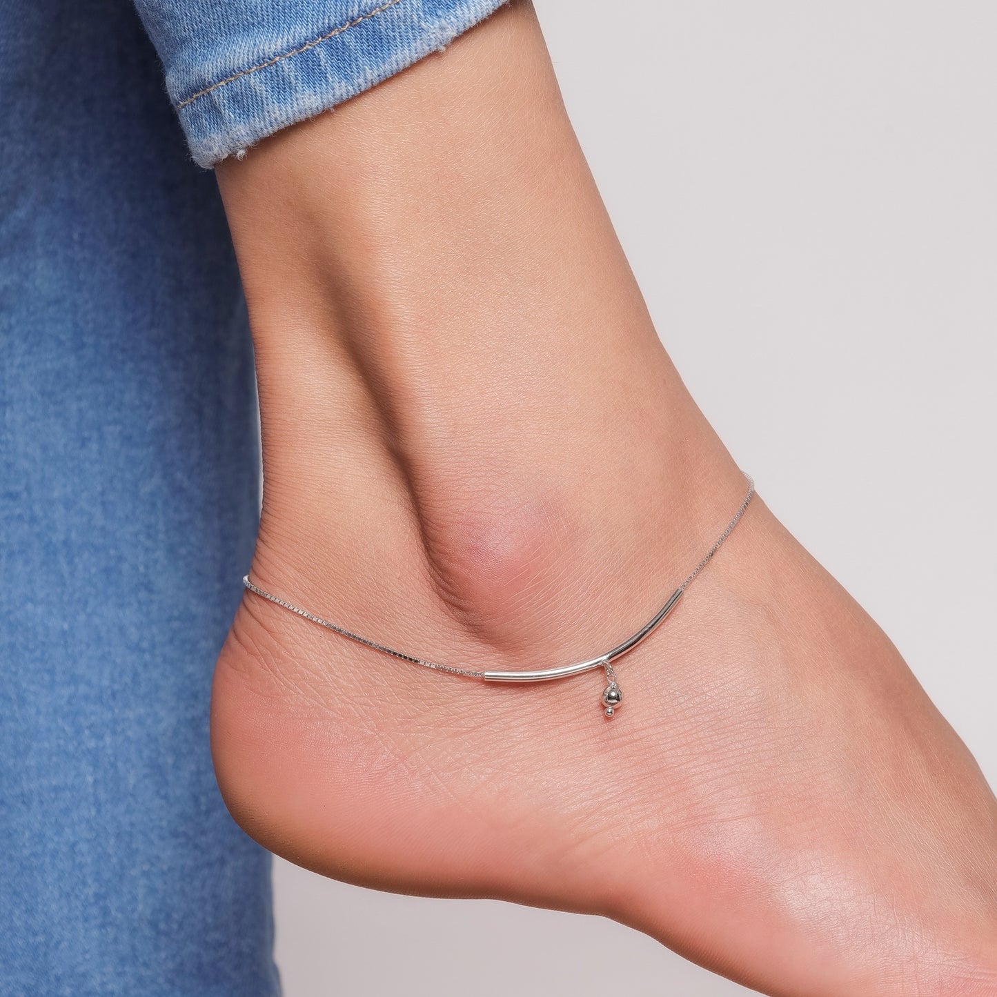 Sterling Silver Tube Anklet
