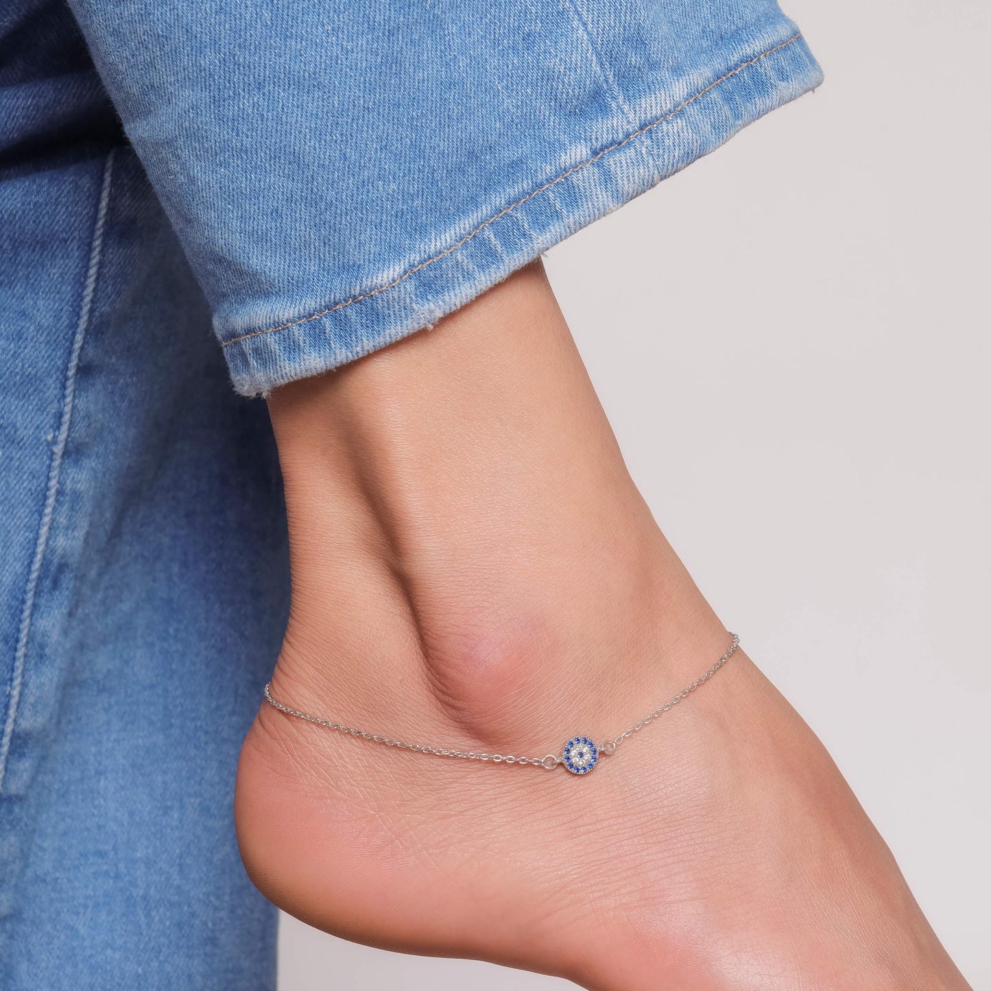Evil Eye Sterling Silver Anklet