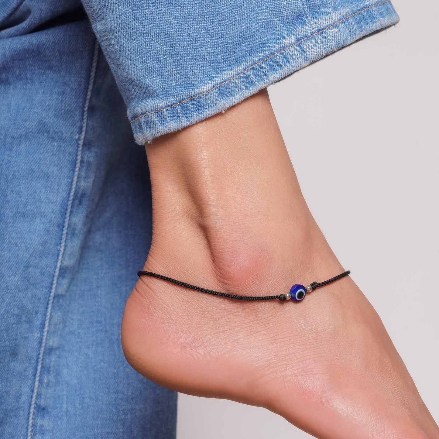 Black Thread Evil Eye Motif Anklet