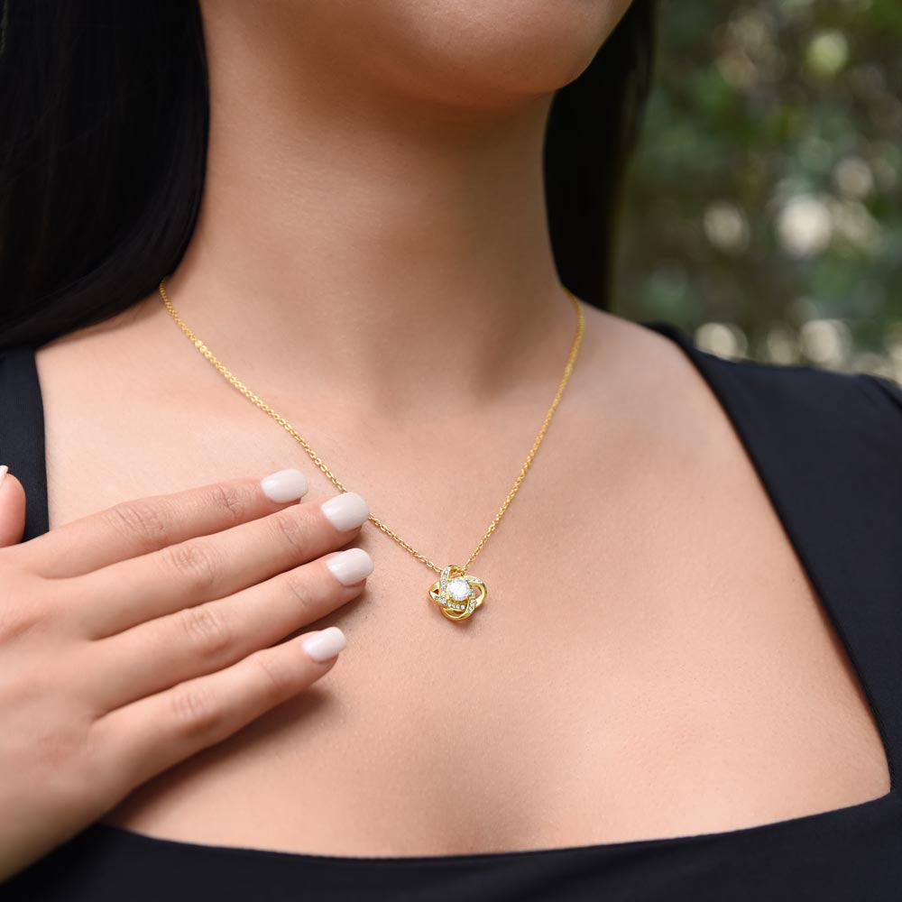 Celebrate Your Mom With Love Knot Pendant That Speaks From The Heart. Packaged With A Loving Message “Your Love Is The Most Precious Gift In My Life...”