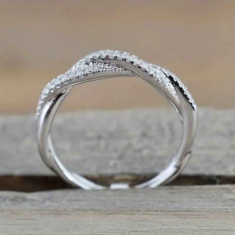 Intertwine Design Paved Shining Zircon Ring
