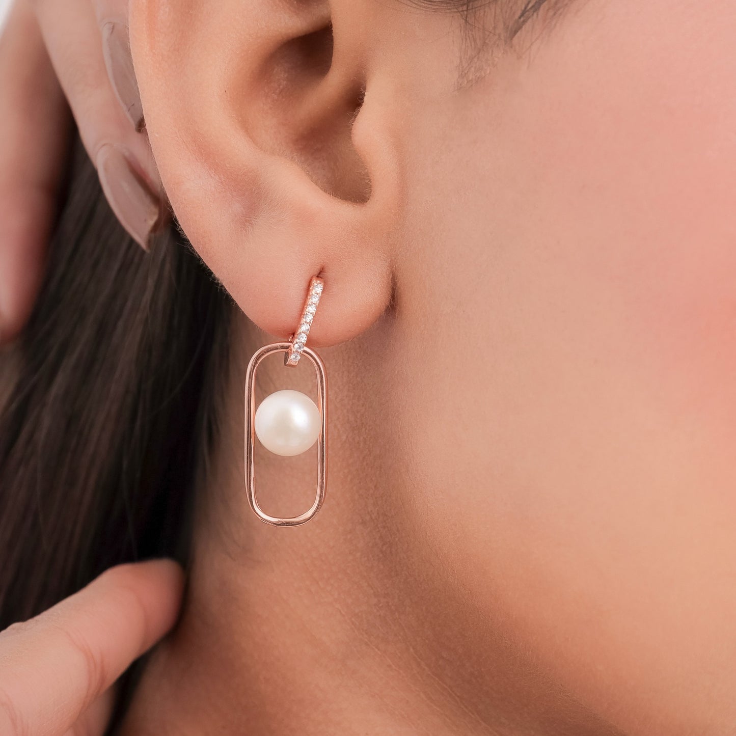 Rosy Pearl Drop Earrings