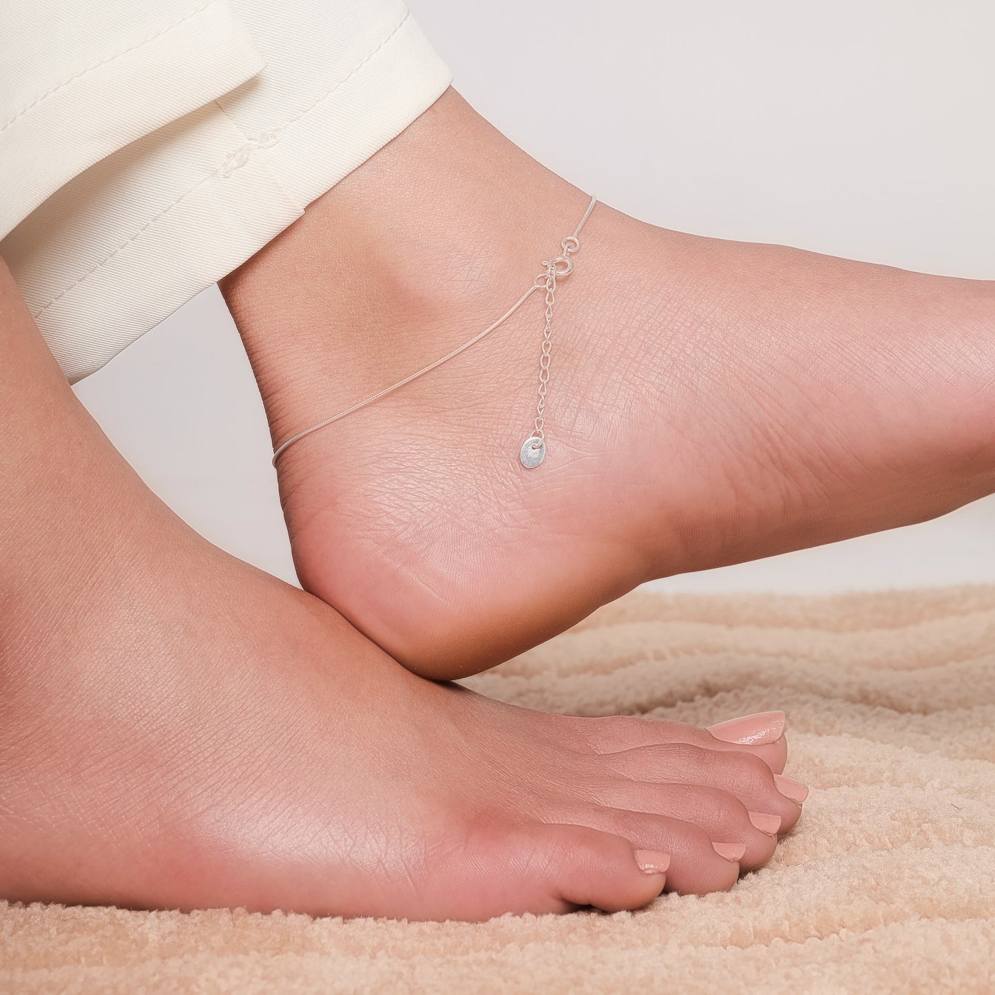 Evil Eye Bead In Silver Anklet