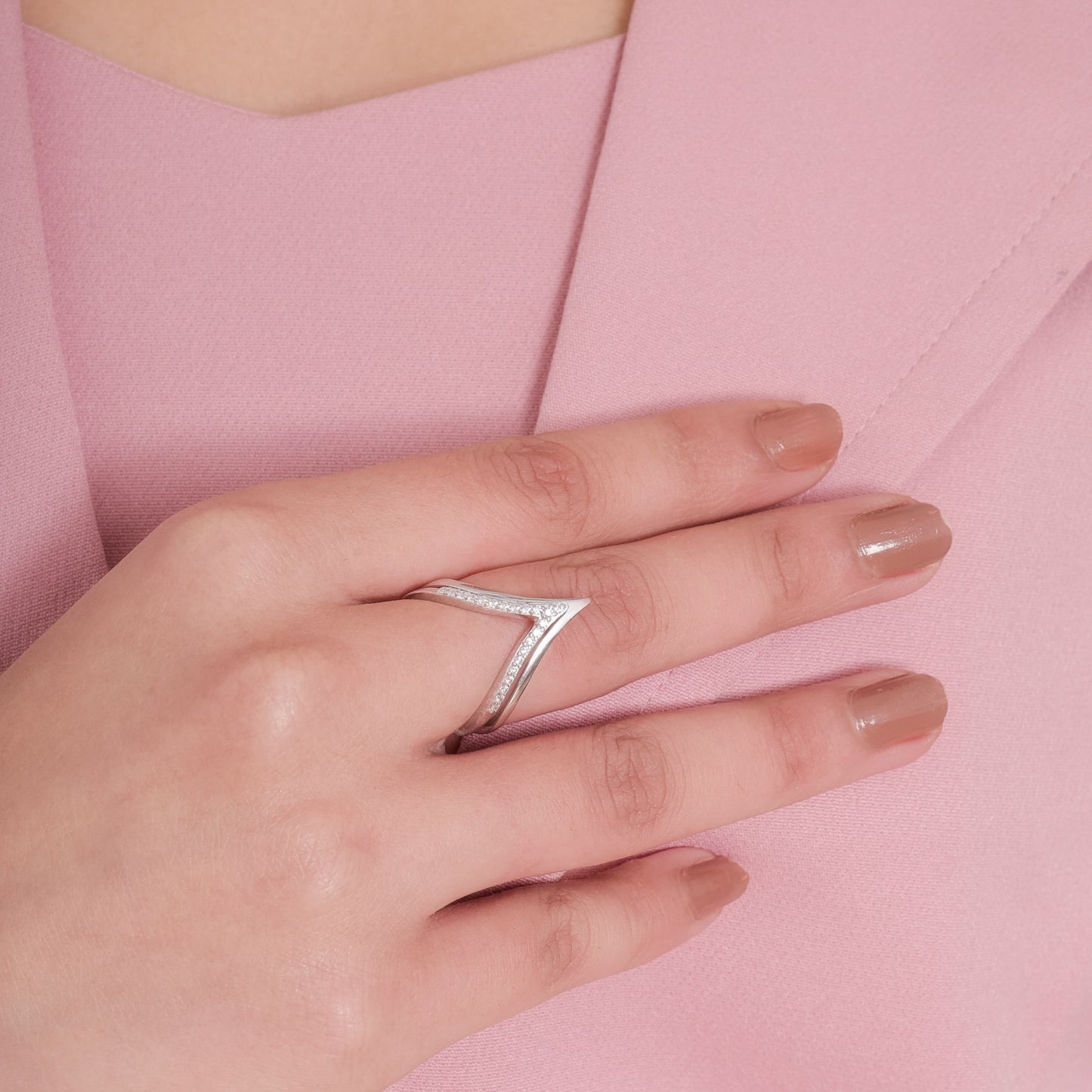 Wishbone Elegance Stackable Silver Ring