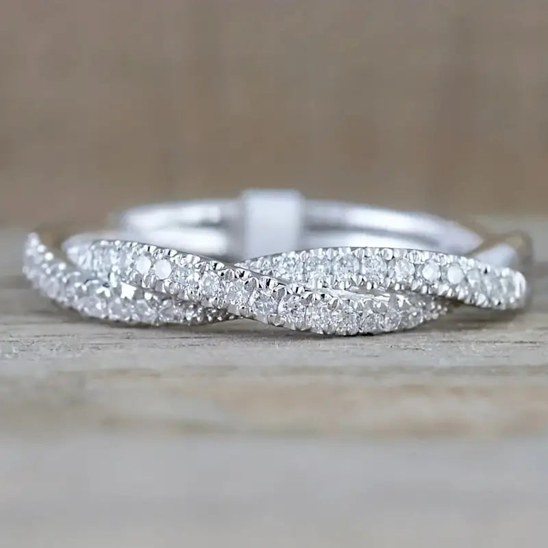 Intertwine Design Paved Shining Zircon Ring
