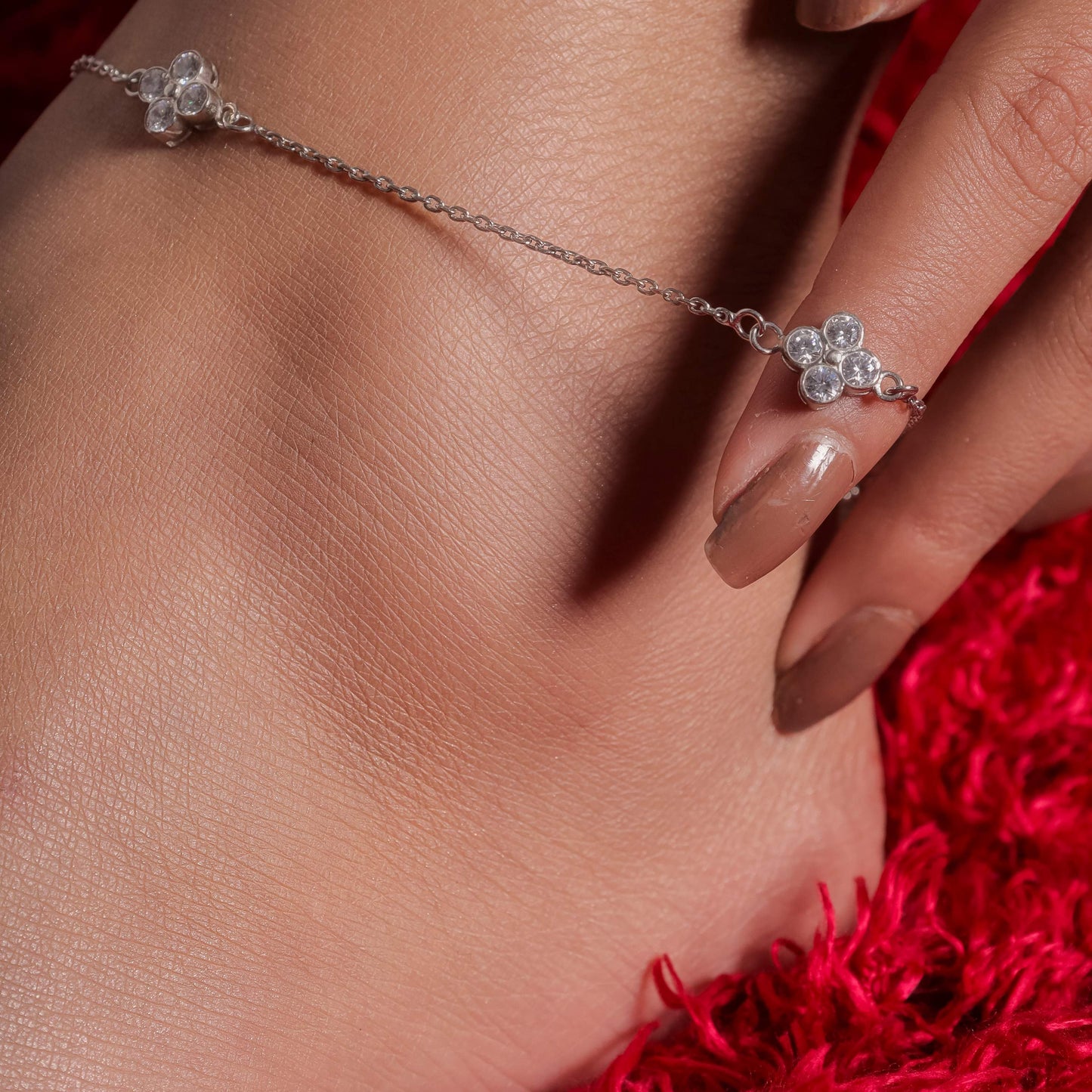 Glam Up Cz Diamonds Anklet in Sterling Silver