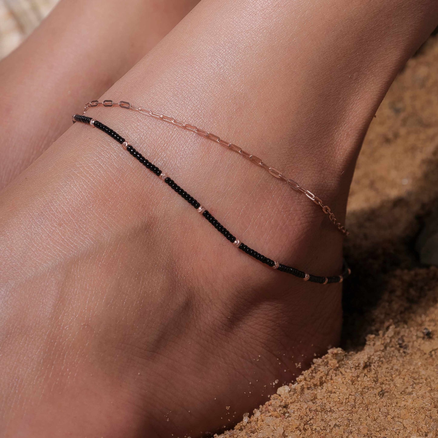 Golden Night Anklet in Sterling Silver