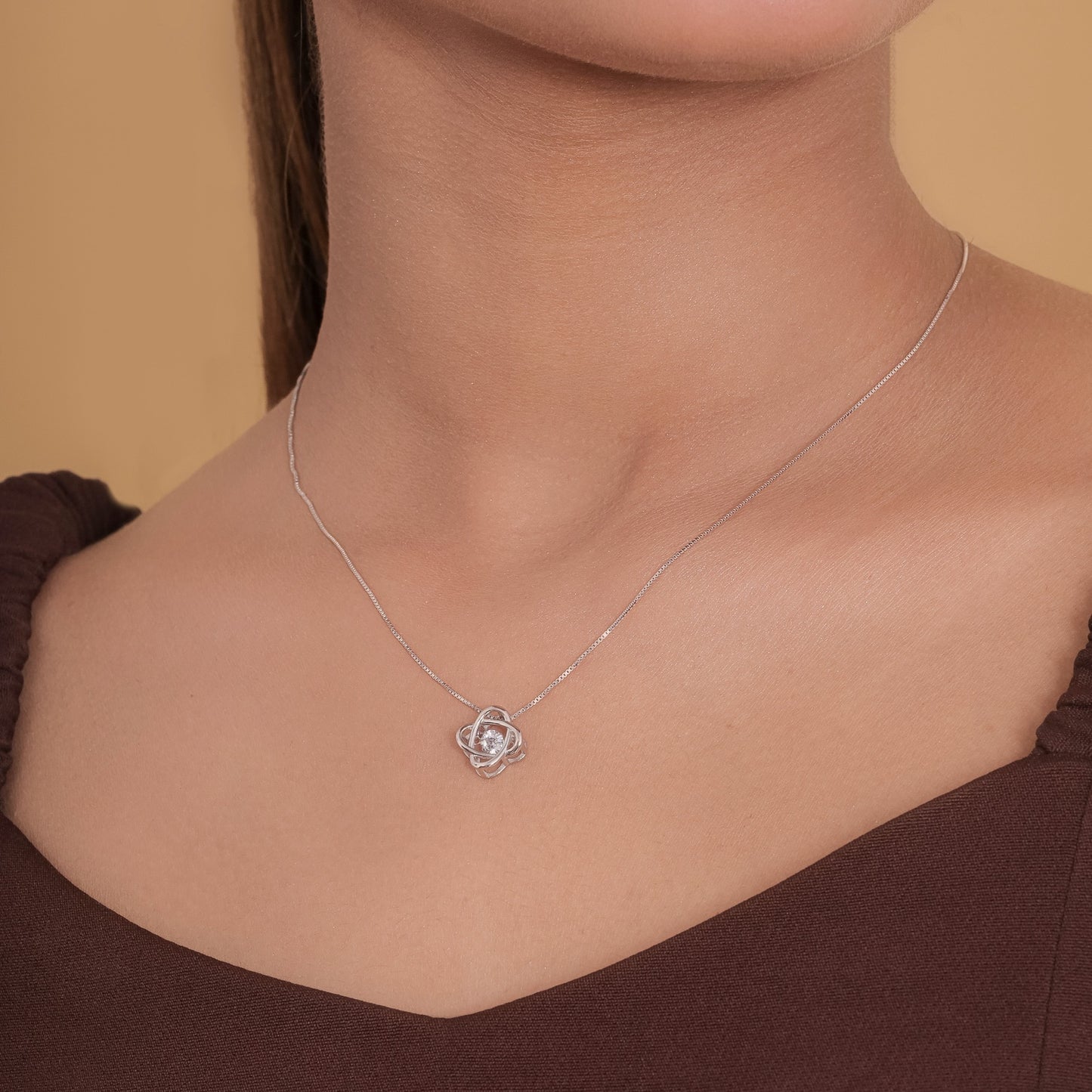 Entangled Cross Solitaire Chain Pendant