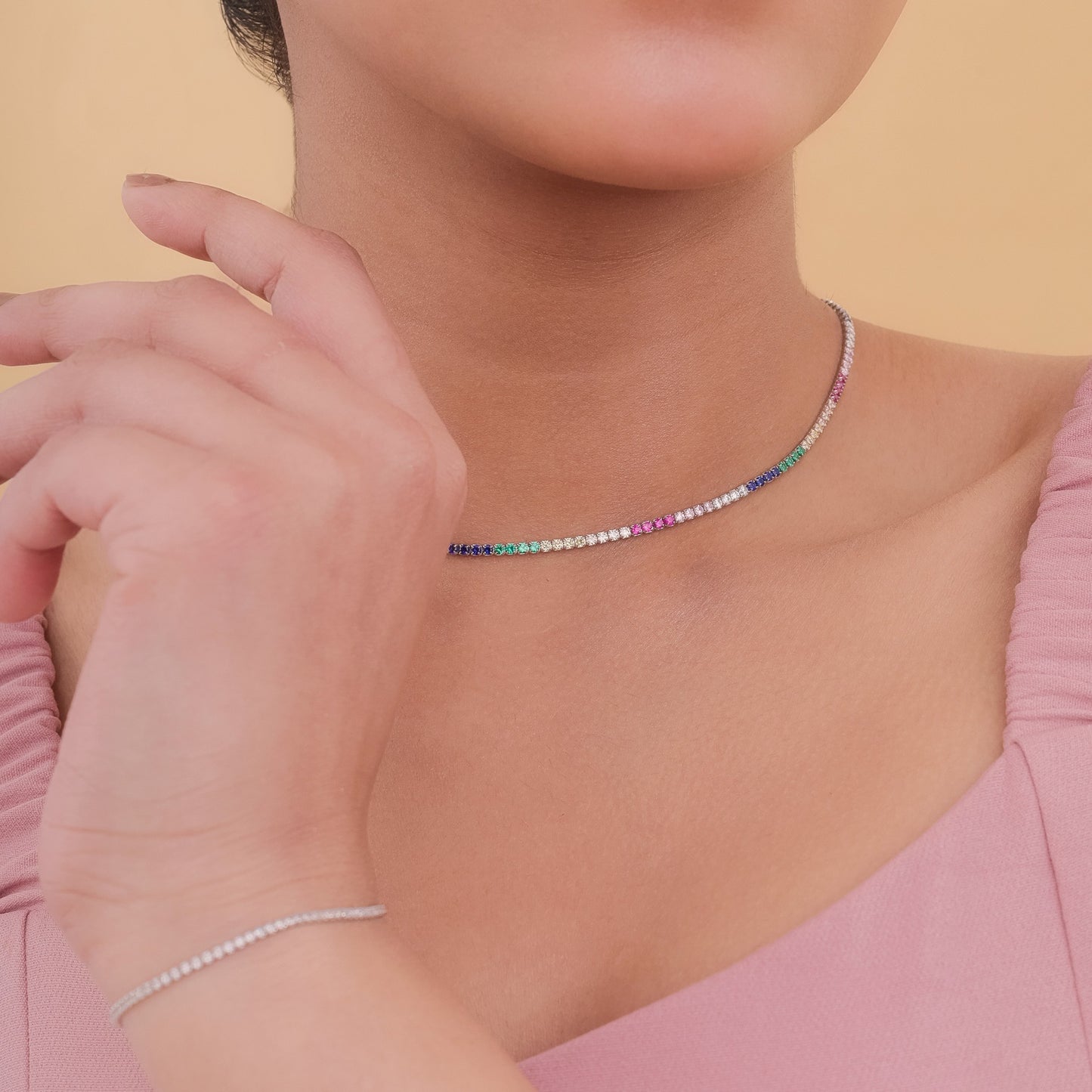 Color crush tennis chain necklace