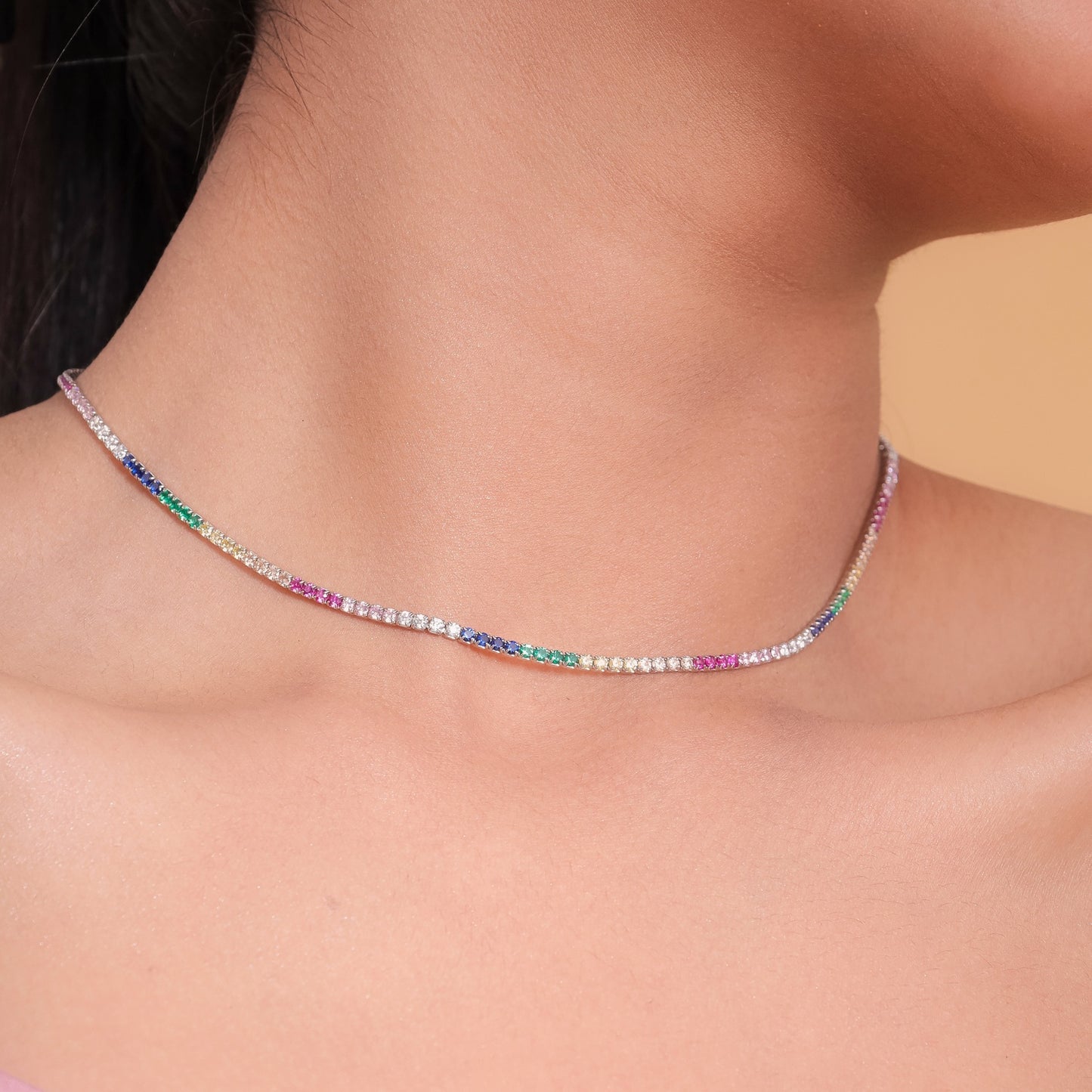 Color crush tennis chain necklace