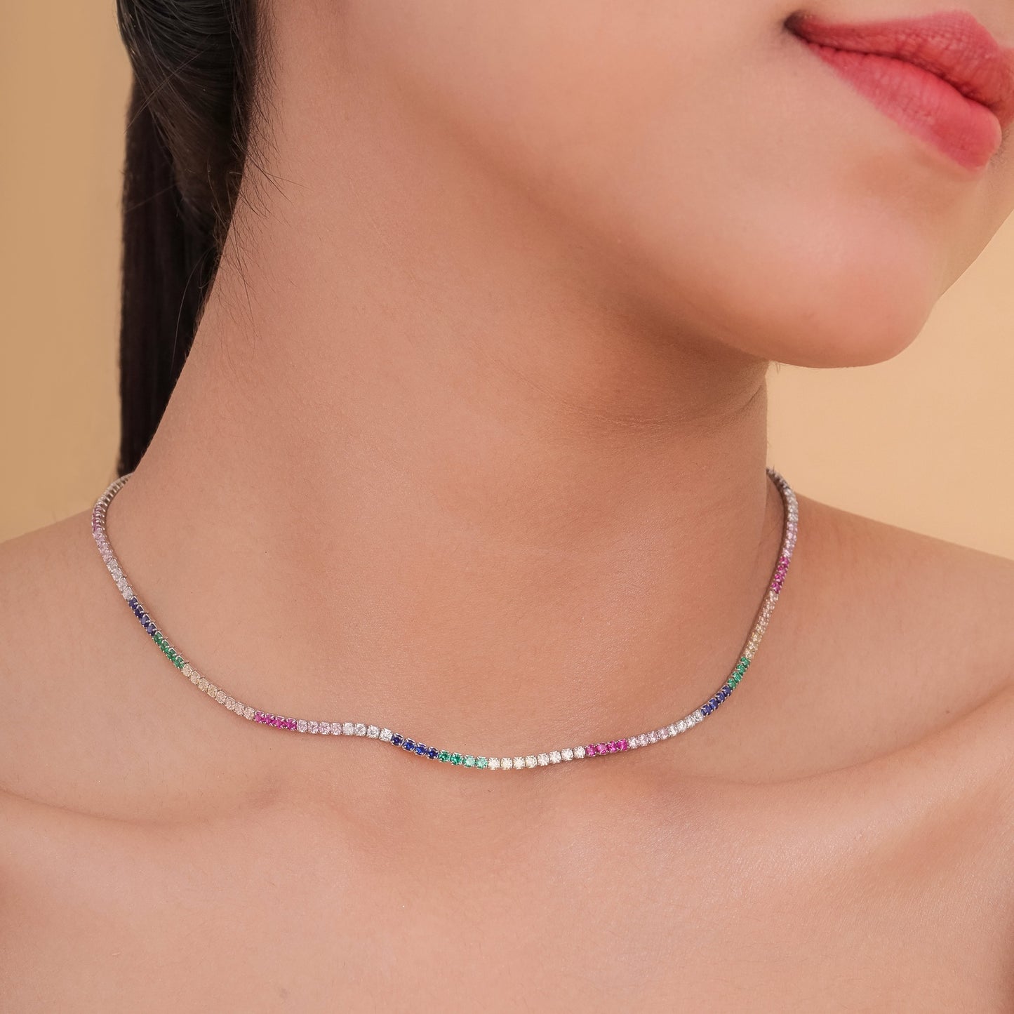 Color crush tennis chain necklace