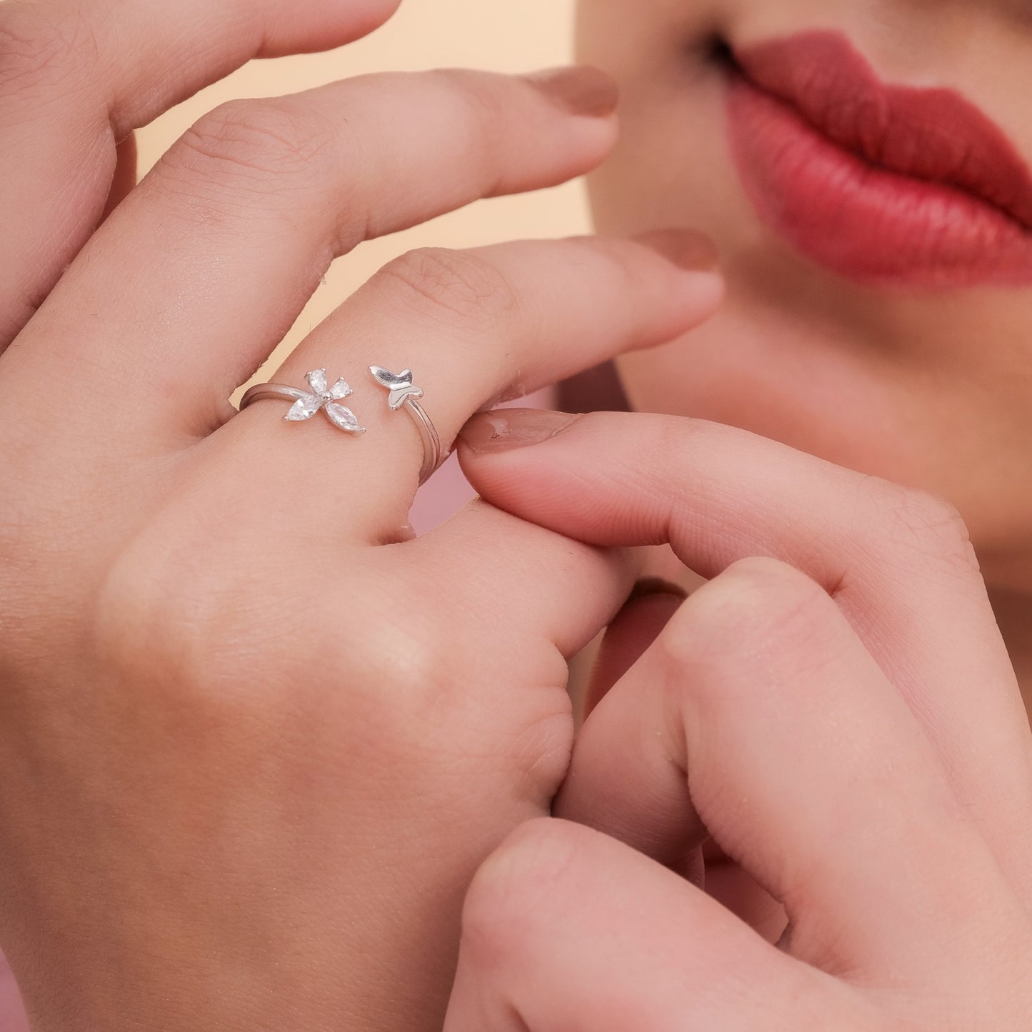 Shimmering Butterfly Ring in sterling silver