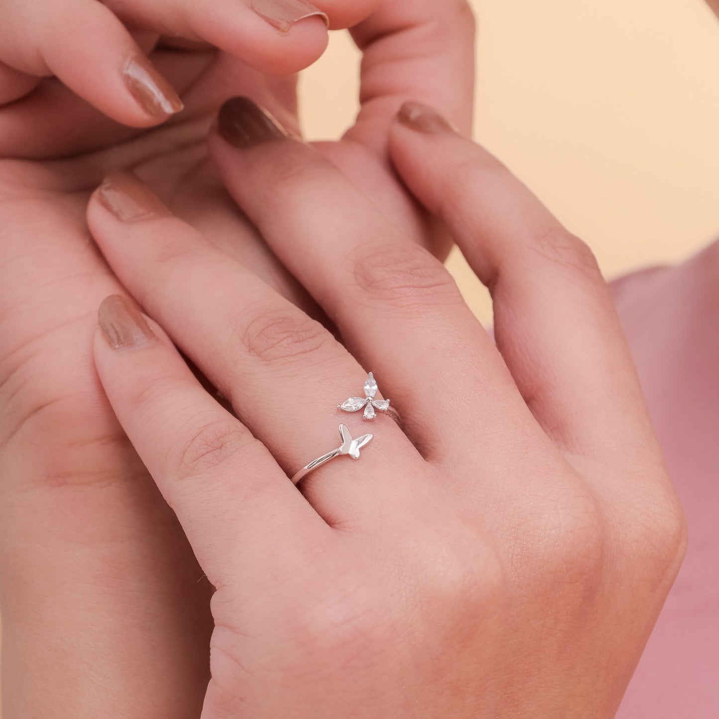 Shimmering Butterfly Ring in sterling silver