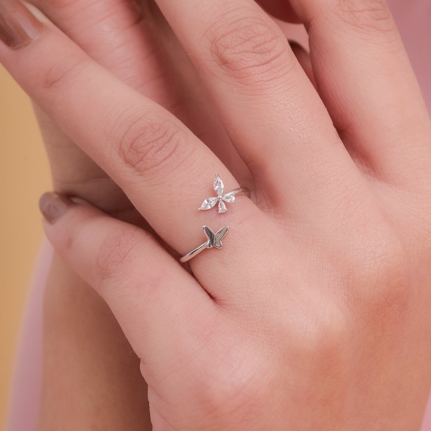 Shimmering Butterfly Ring in sterling silver