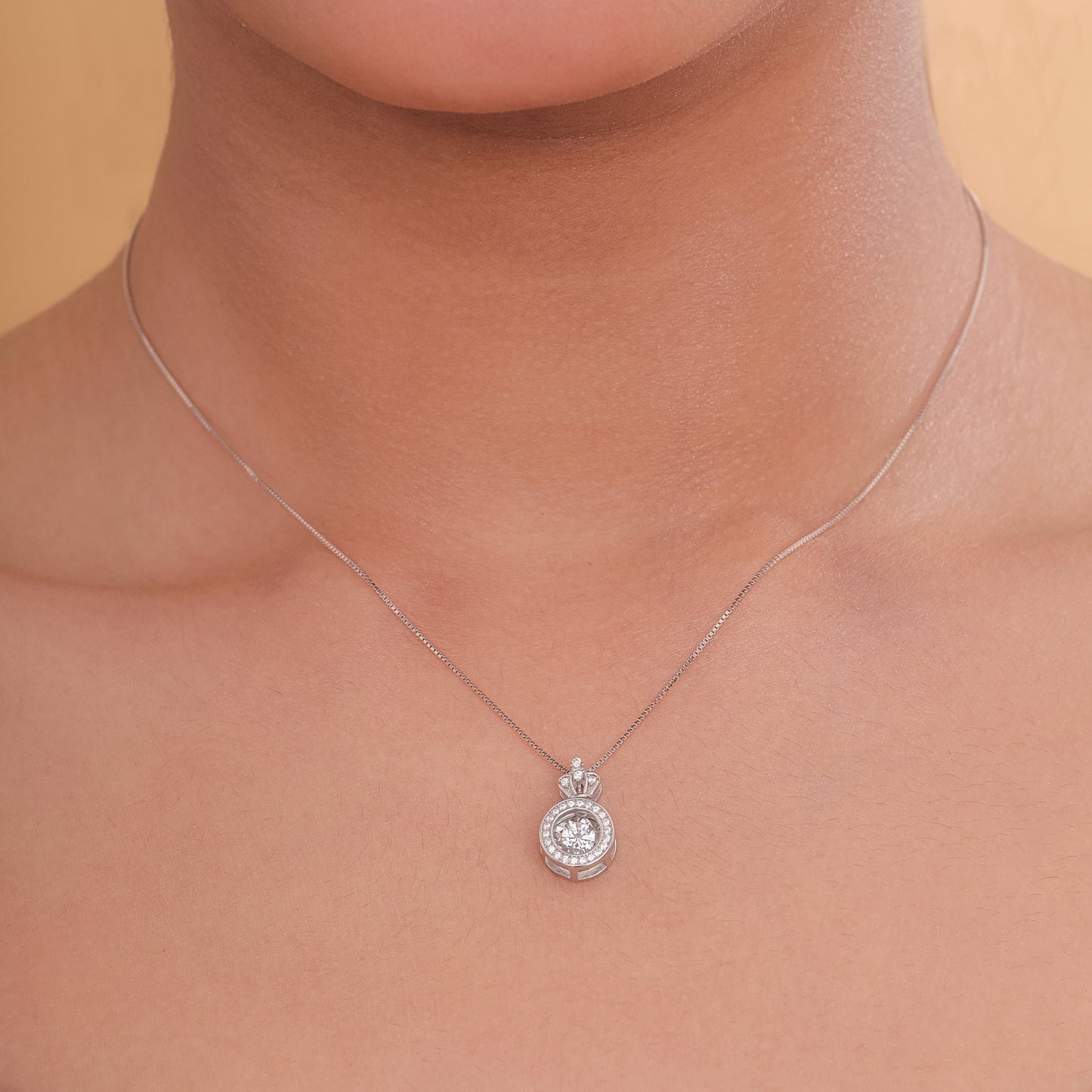 Solitaire Crown Minimal Chain Pendant