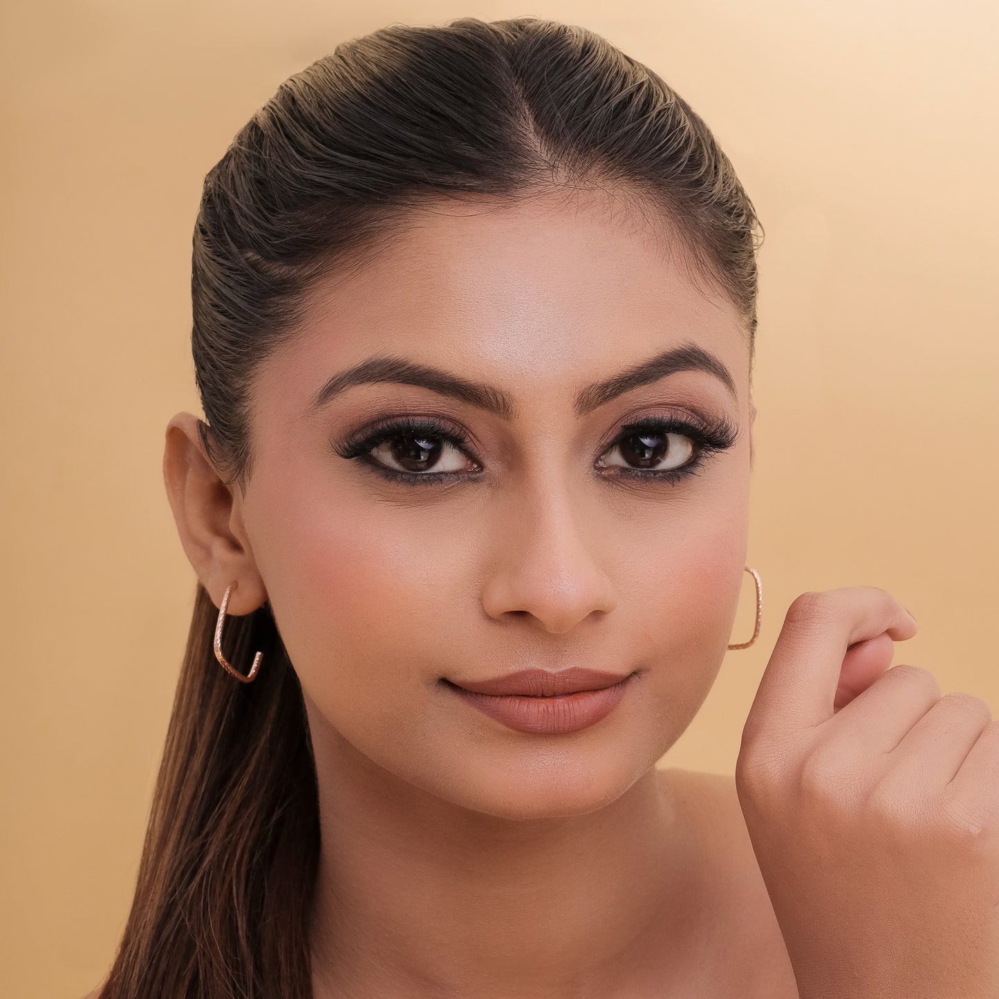 Rosy Rectangle Slip Hoops Earring