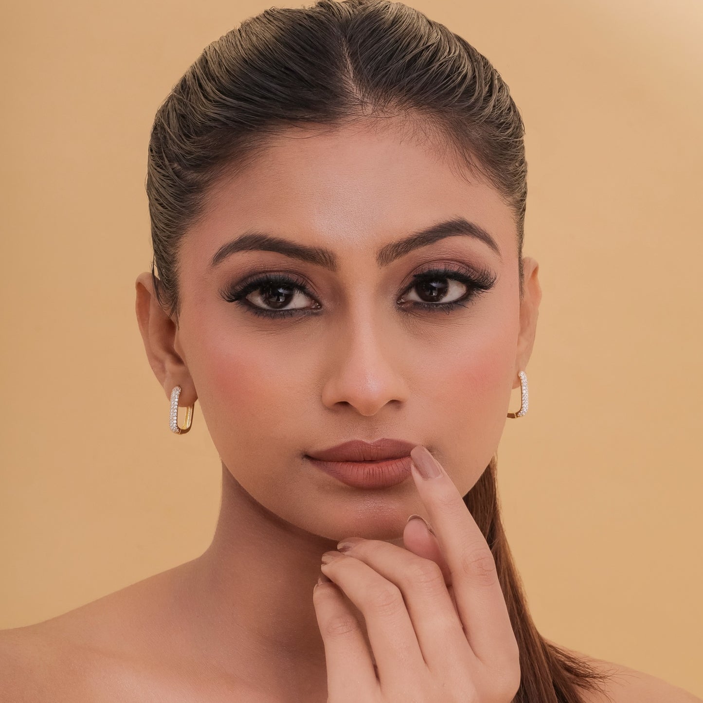 Glitz Rectangular Sterling Silver Hoops