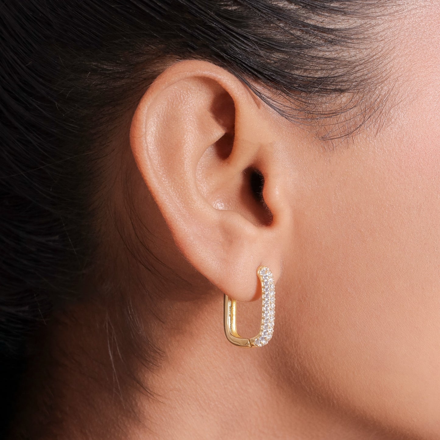 Glitz Rectangular Sterling Silver Hoops