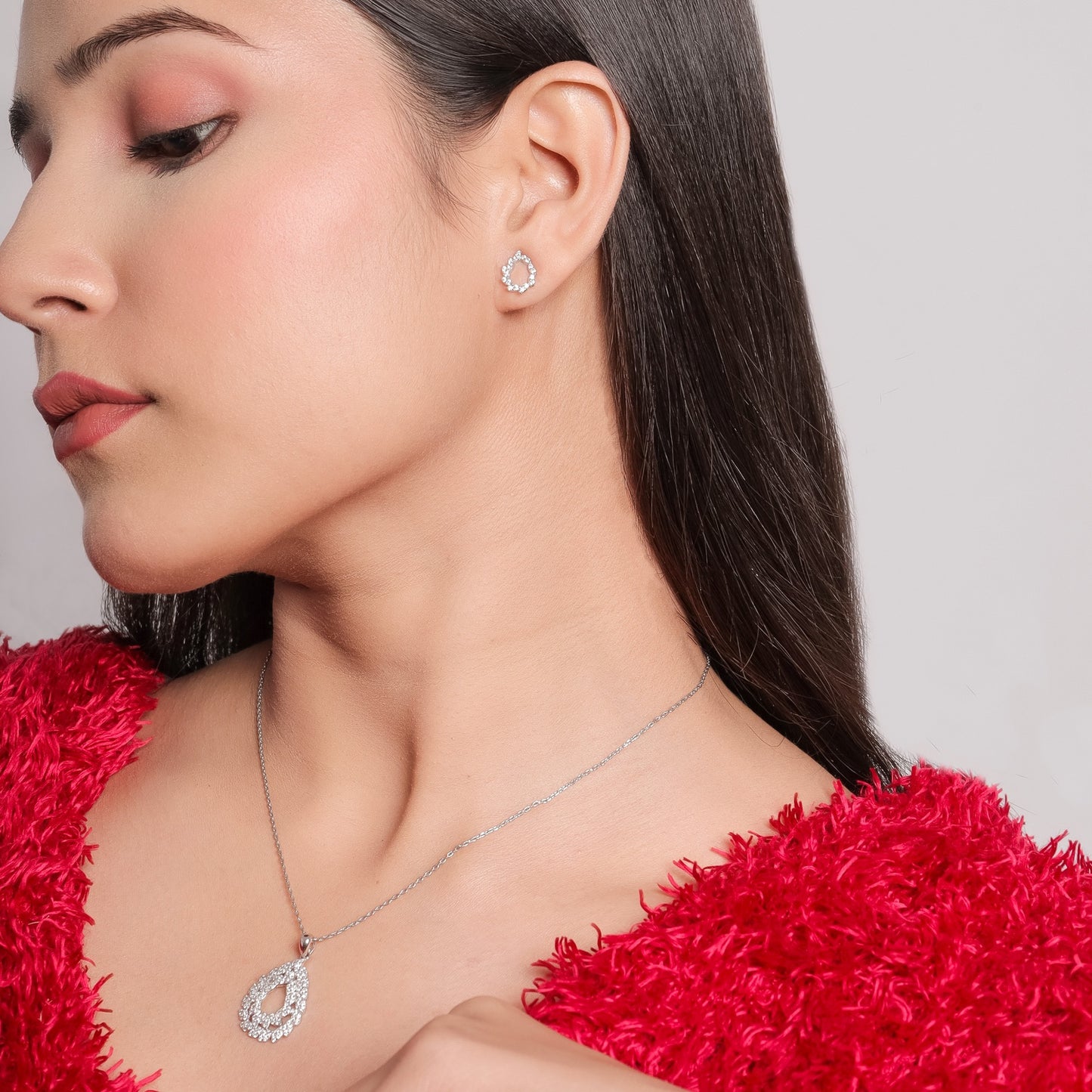 Diamond Dewdrop Silver jewellery Set