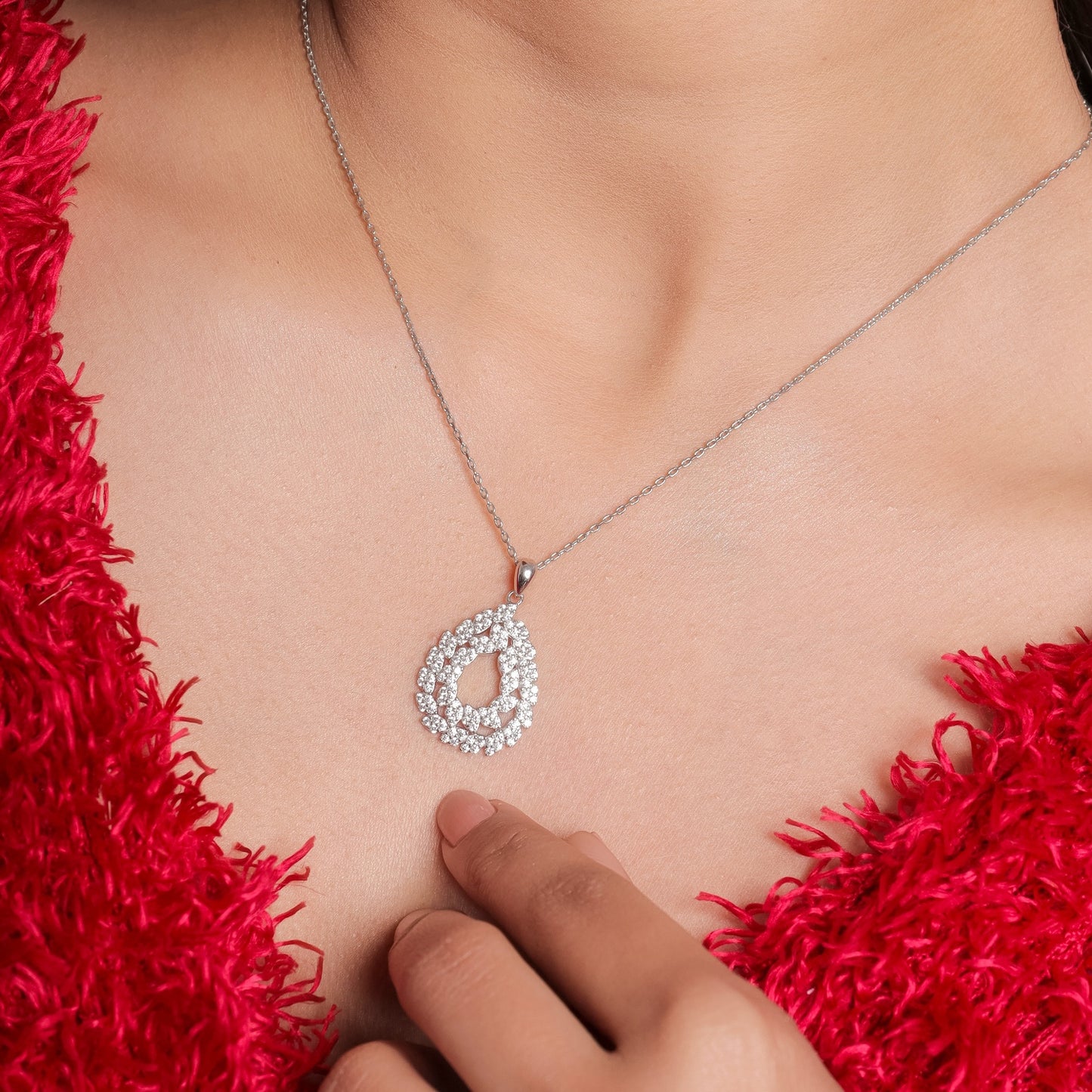 Diamond Dewdrop Silver jewellery Set