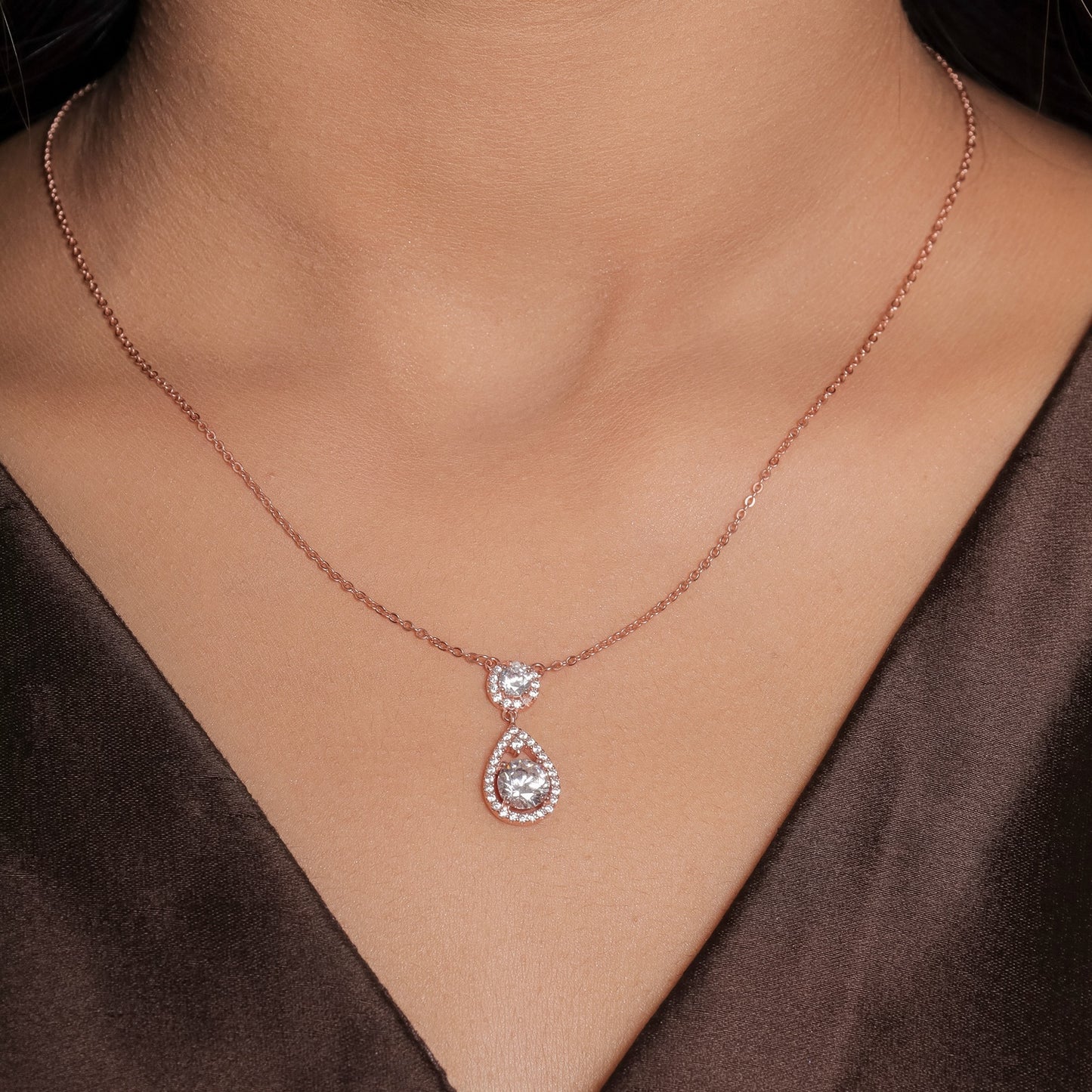 Sparkling Solitaire Drop Pendant