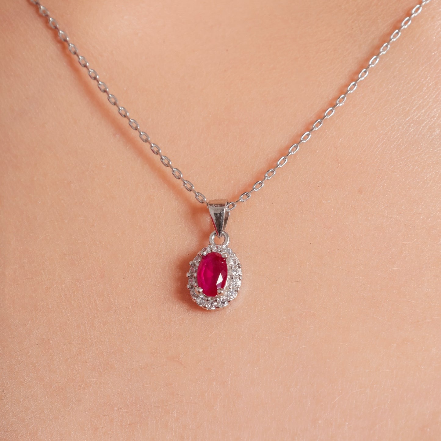 Ruby Aura silver jewellery set