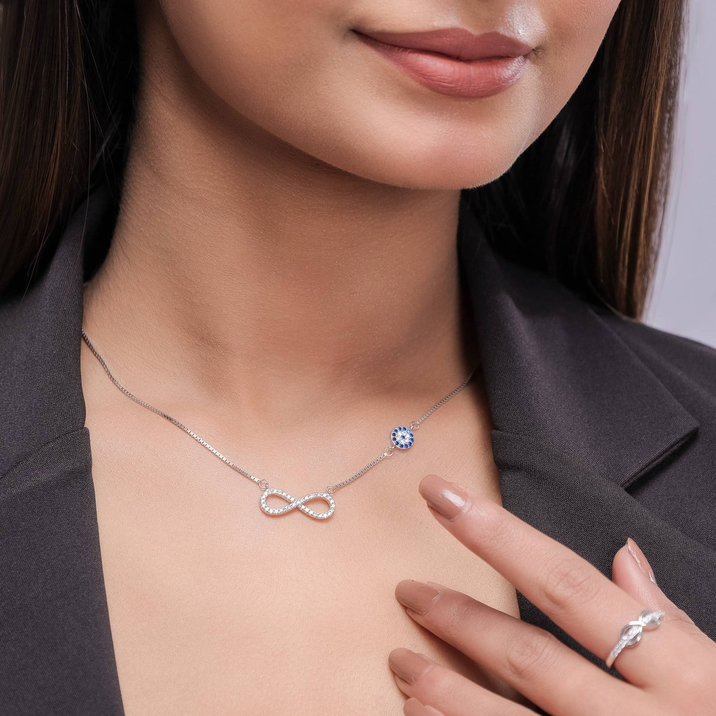 Infinite Protection silver jewellery set