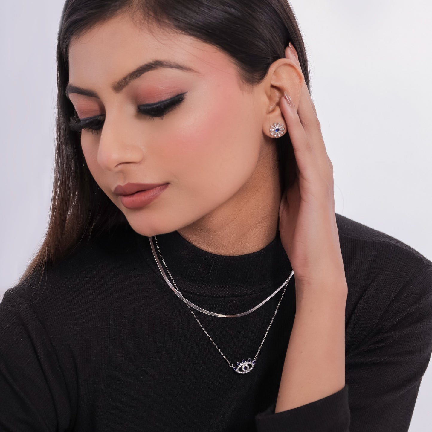 Evil Eye With Snake Chain Layered Set