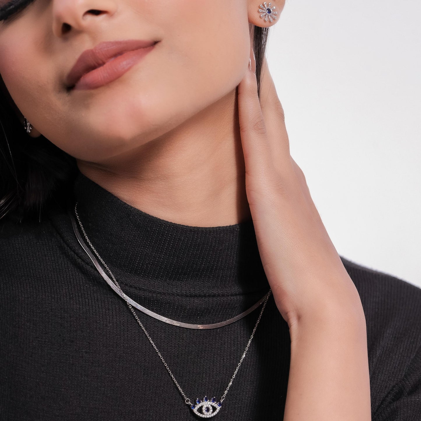 Evil Eye With Snake Chain Layered Set