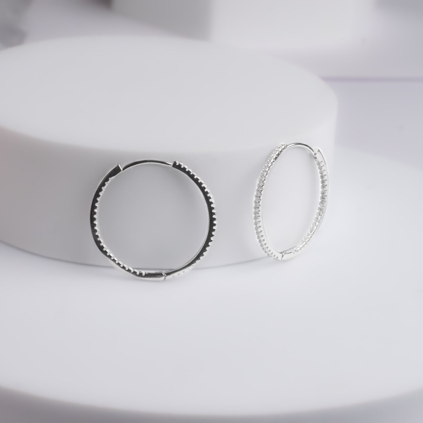 Inside Out CZ Diamonds Hoops Earrings
