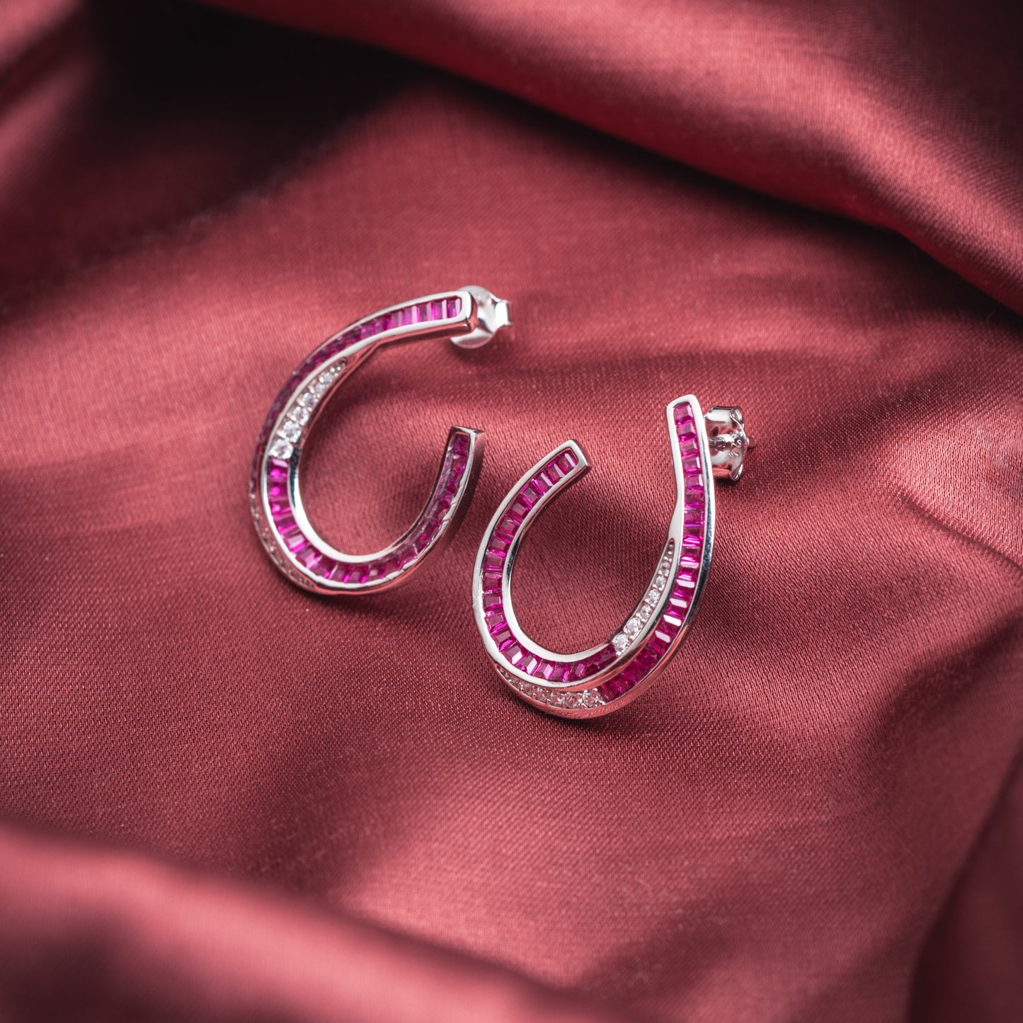 Blushing Horseshoe Crystals Earring