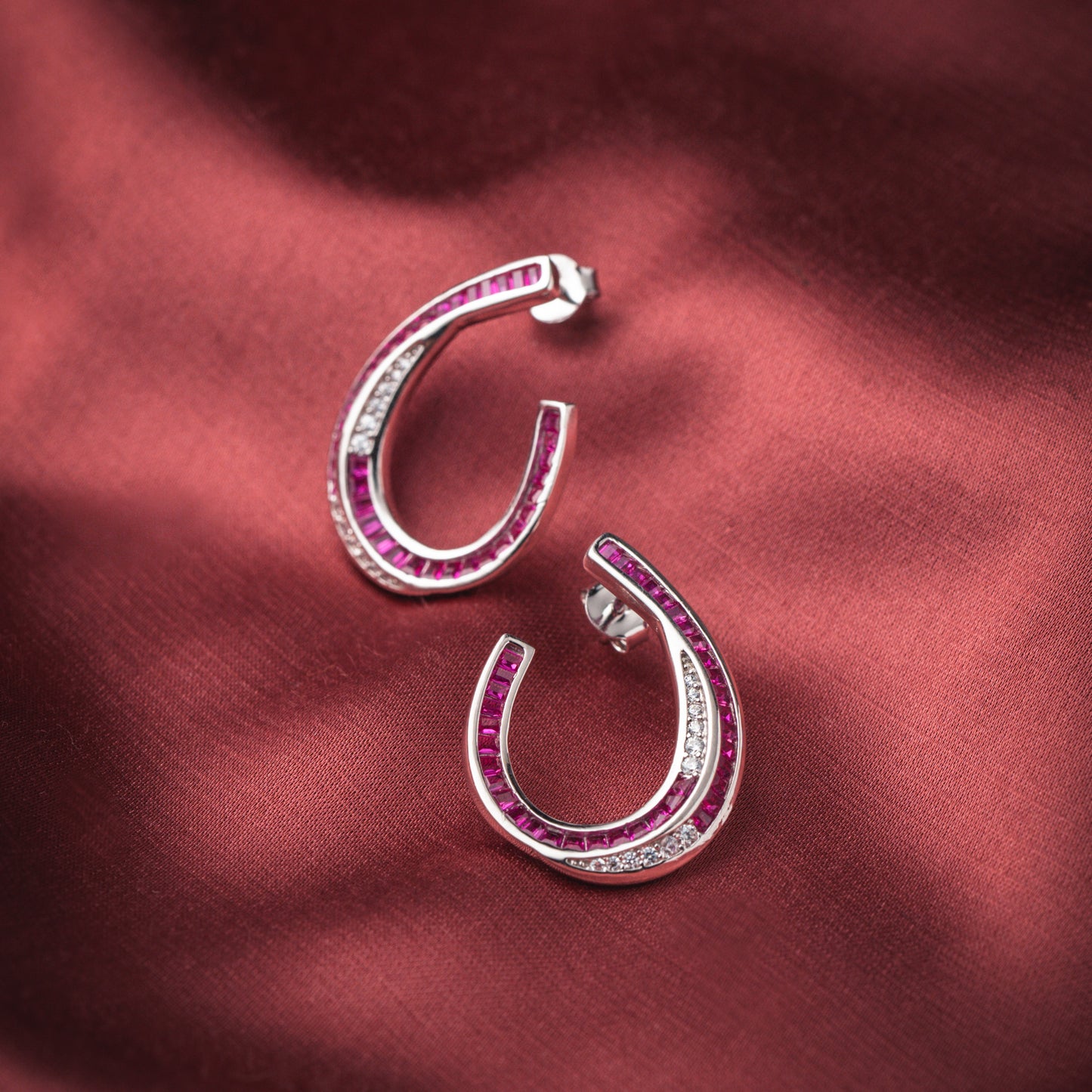 Blushing Horseshoe Crystals Earring