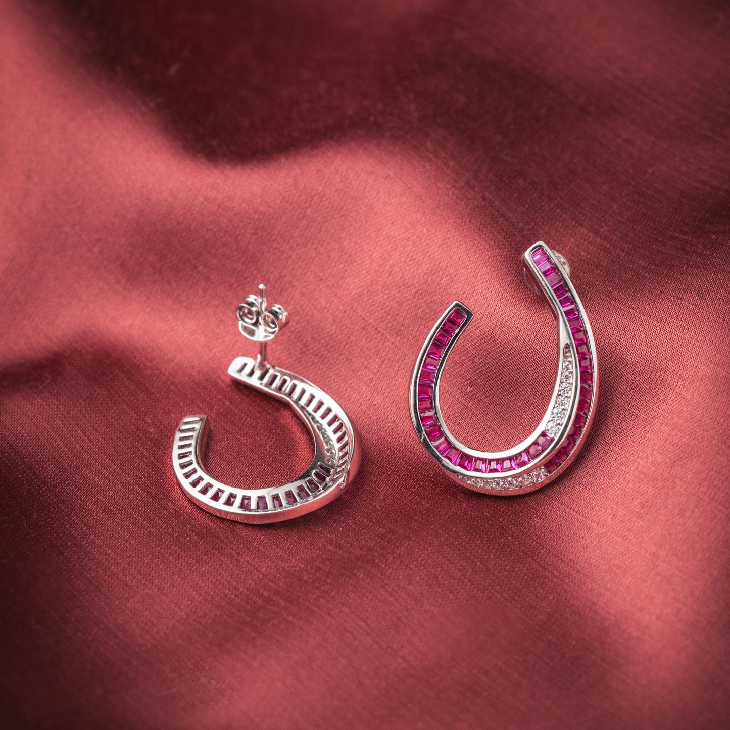 Blushing Horseshoe Crystals Earring