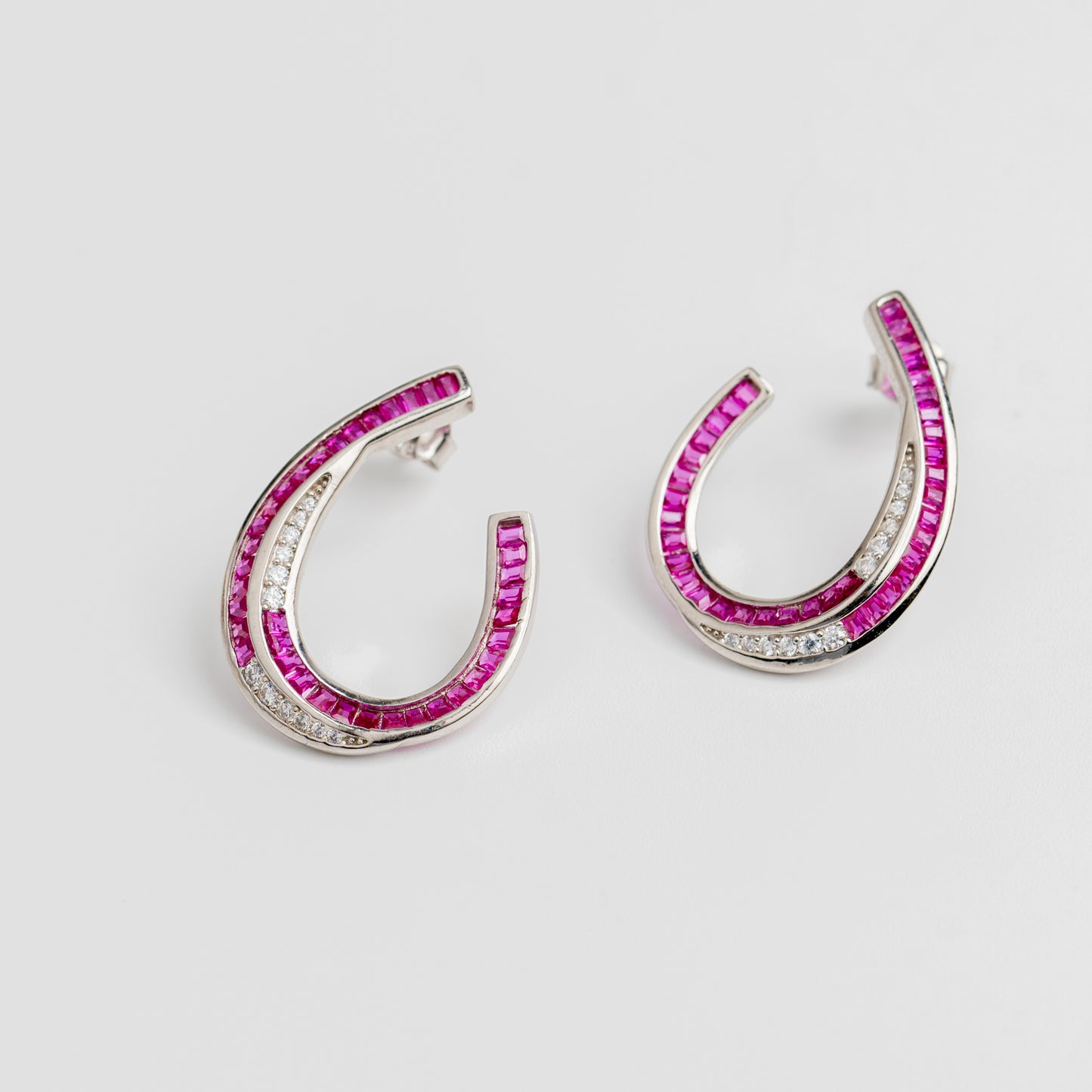 Blushing Horseshoe Crystals Earring