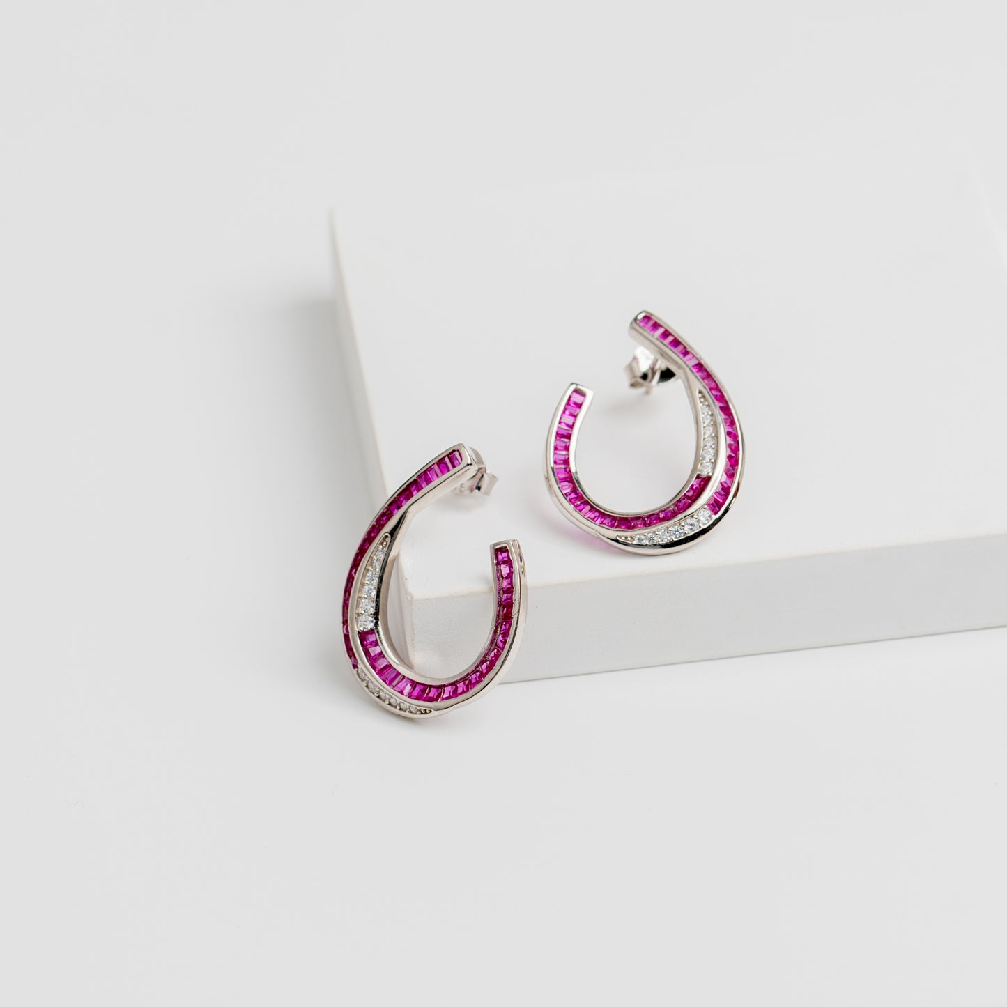 Blushing Horseshoe Crystals Earring