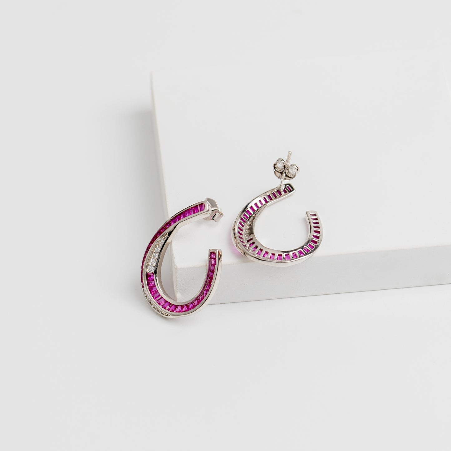Blushing Horseshoe Crystals Earring