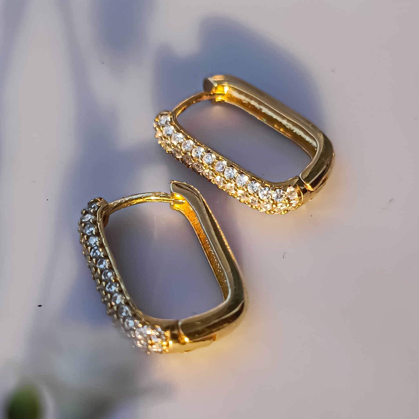 Glitz Rectangular Sterling Silver Hoops