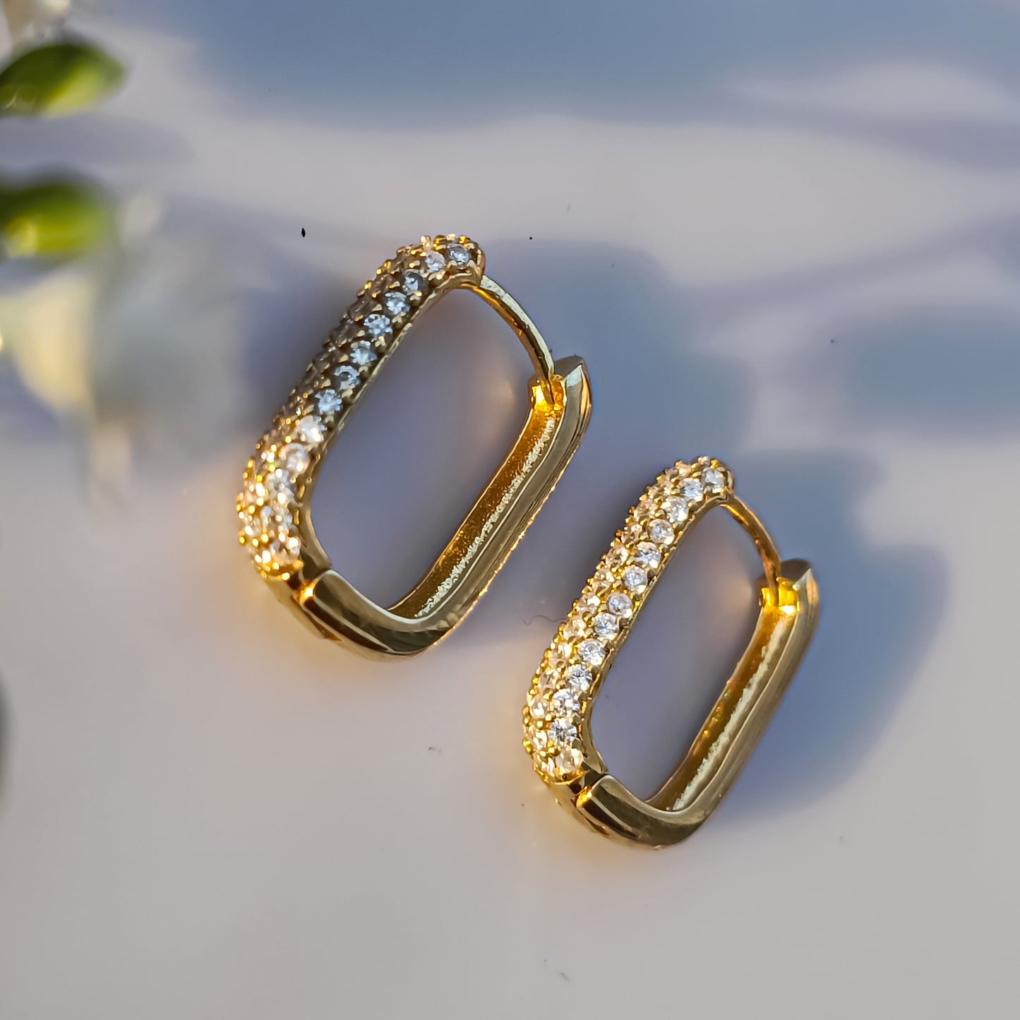 Glitz Rectangular Sterling Silver Hoops