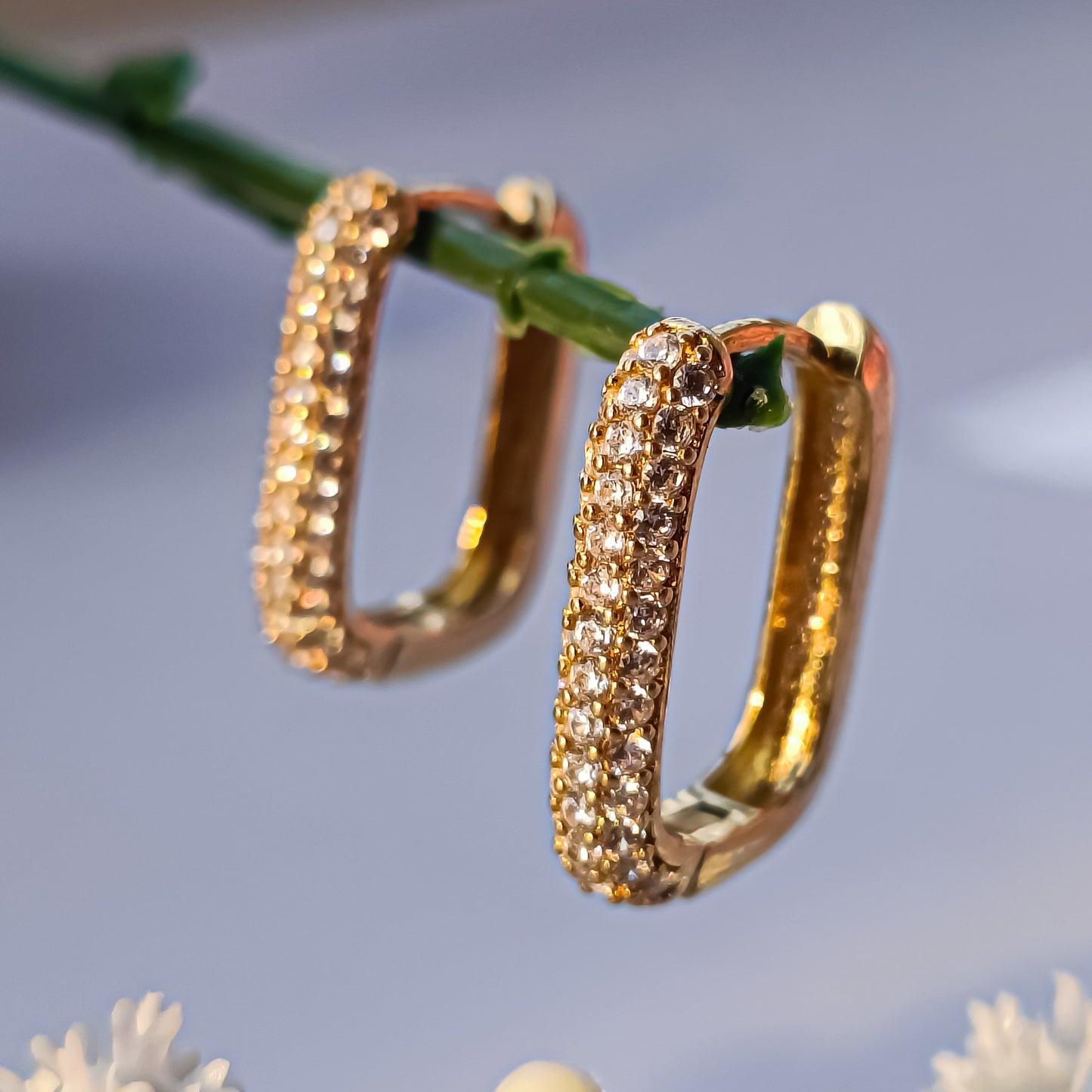 Glitz Rectangular Sterling Silver Hoops