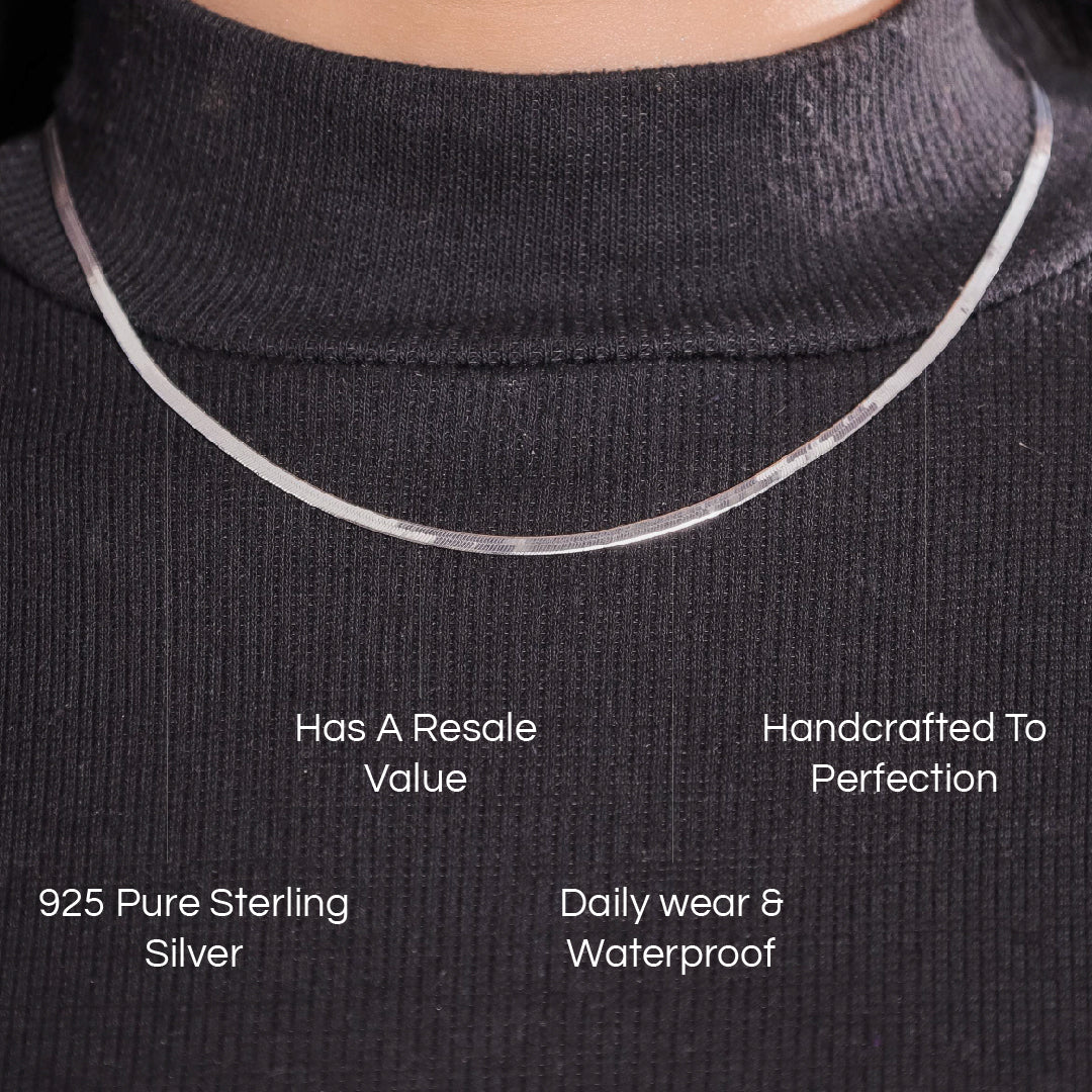 Flat Sleek Snake Chain in Sterling Silver