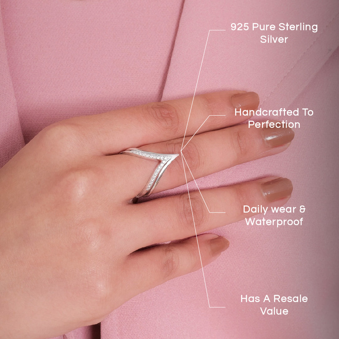 Wishbone Elegance Stackable Silver Ring