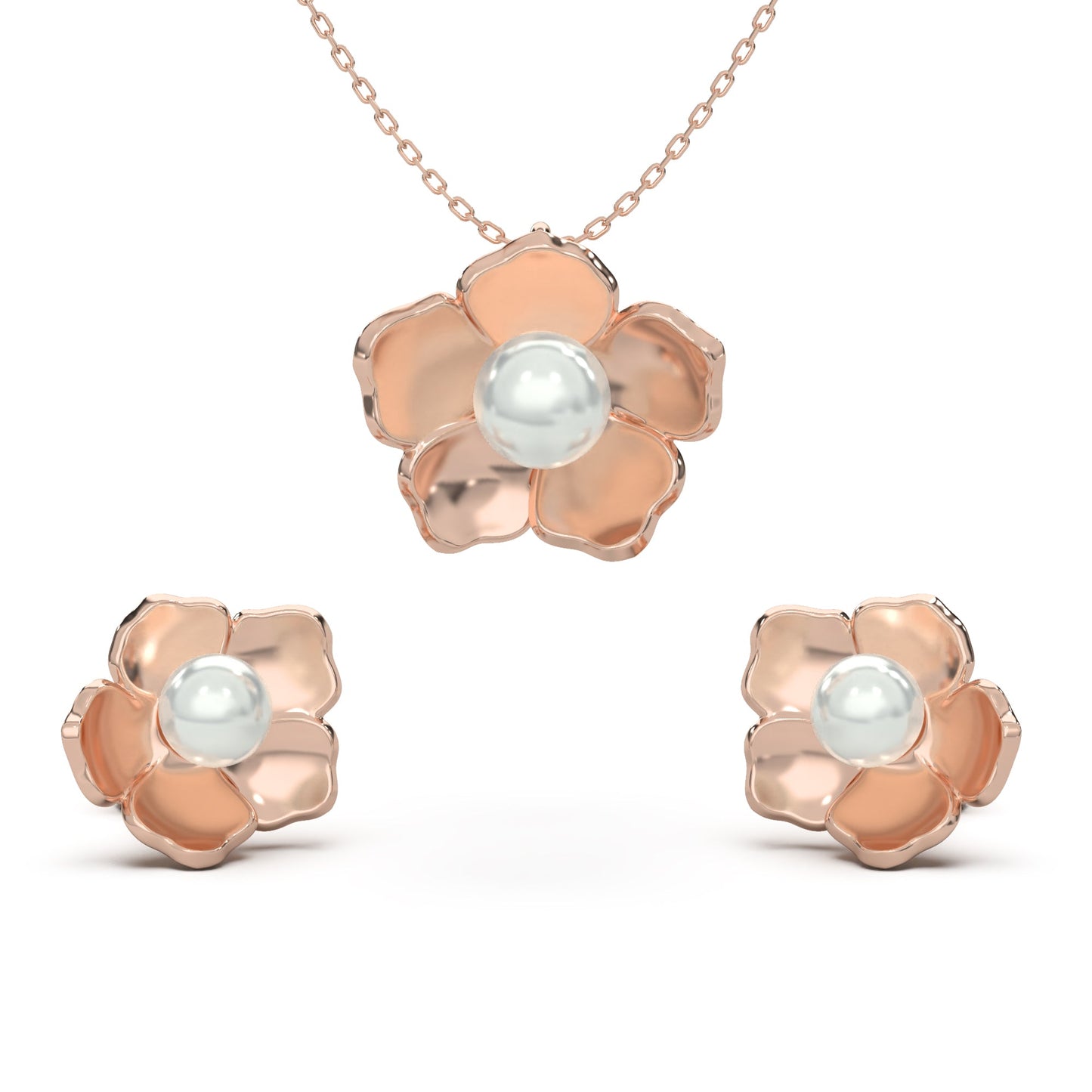 Pearl Daisy Pendant Set