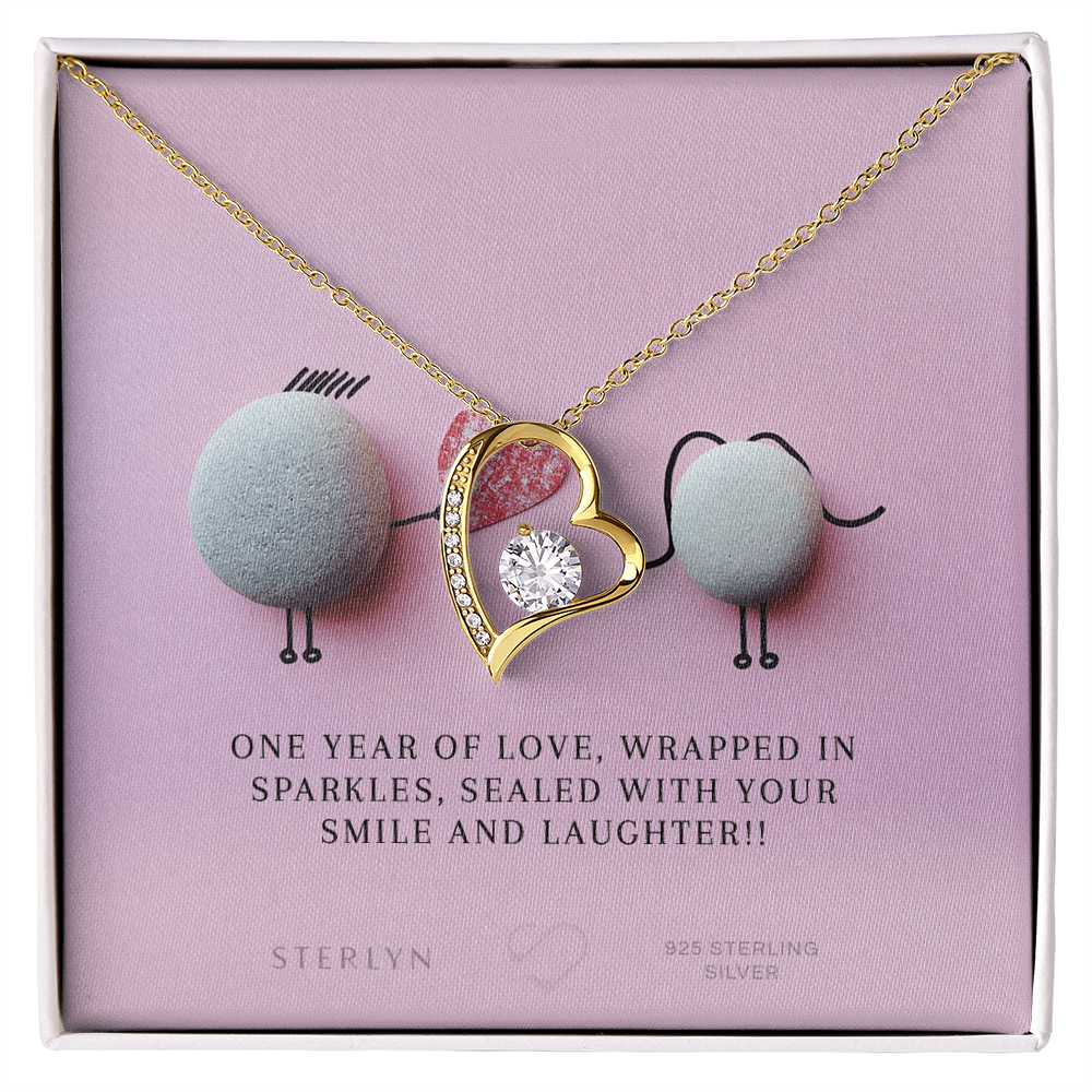 One Year Of Love, Wrapped In Sparkles, Sealed With Your Smile And Laughter!! Comes With Love Forever Pendent.