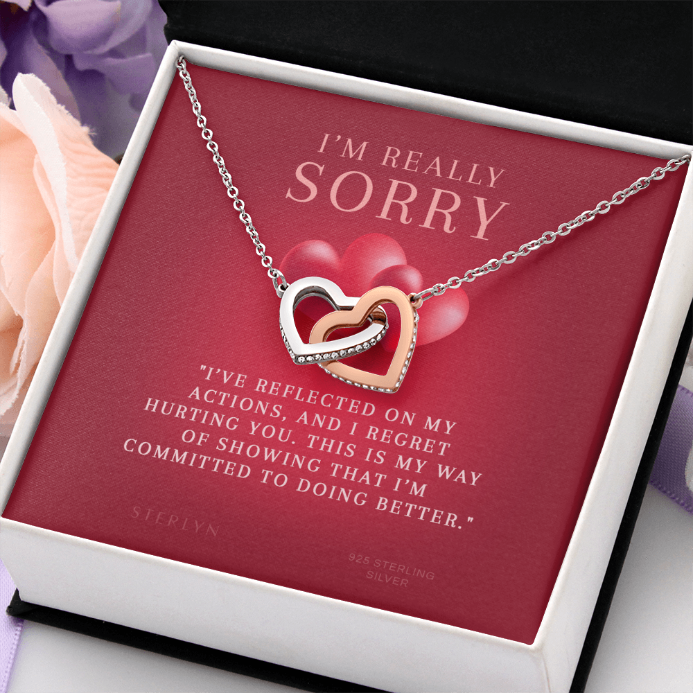 Love & Apology Gift Gift For Her - I've Reflected On My Action,Interlocking Heart Pendant