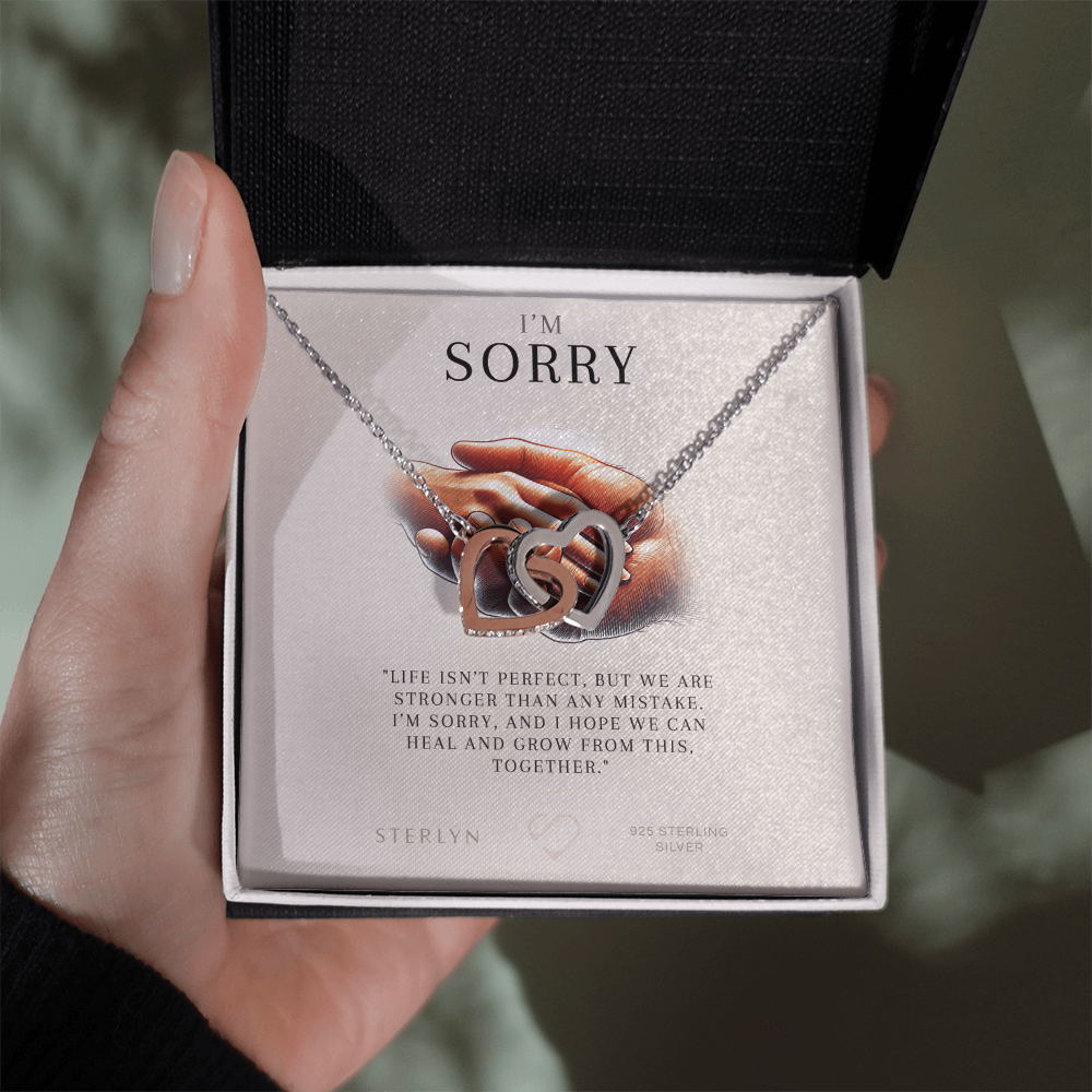 I'm Sorry Gift For Her - Life is Not Perfect,Interlocking Heart Pendant