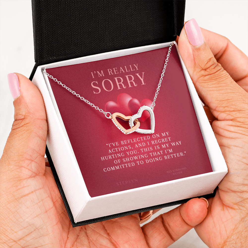 Love & Apology Gift Gift For Her - I've Reflected On My Action,Interlocking Heart Pendant