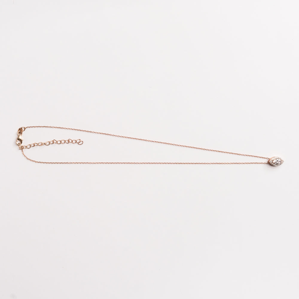 ROSE GOLD HALO MARQUISE PENDANT